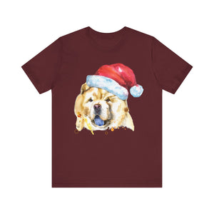 Chow Dog With Christmas Cap T-shirt, Dog Tshirt, Pet Lover Shirt, Unisex Shirt, Crewneck Shirt, Short Sleeve Tee, Gift for Him, Gift for Her