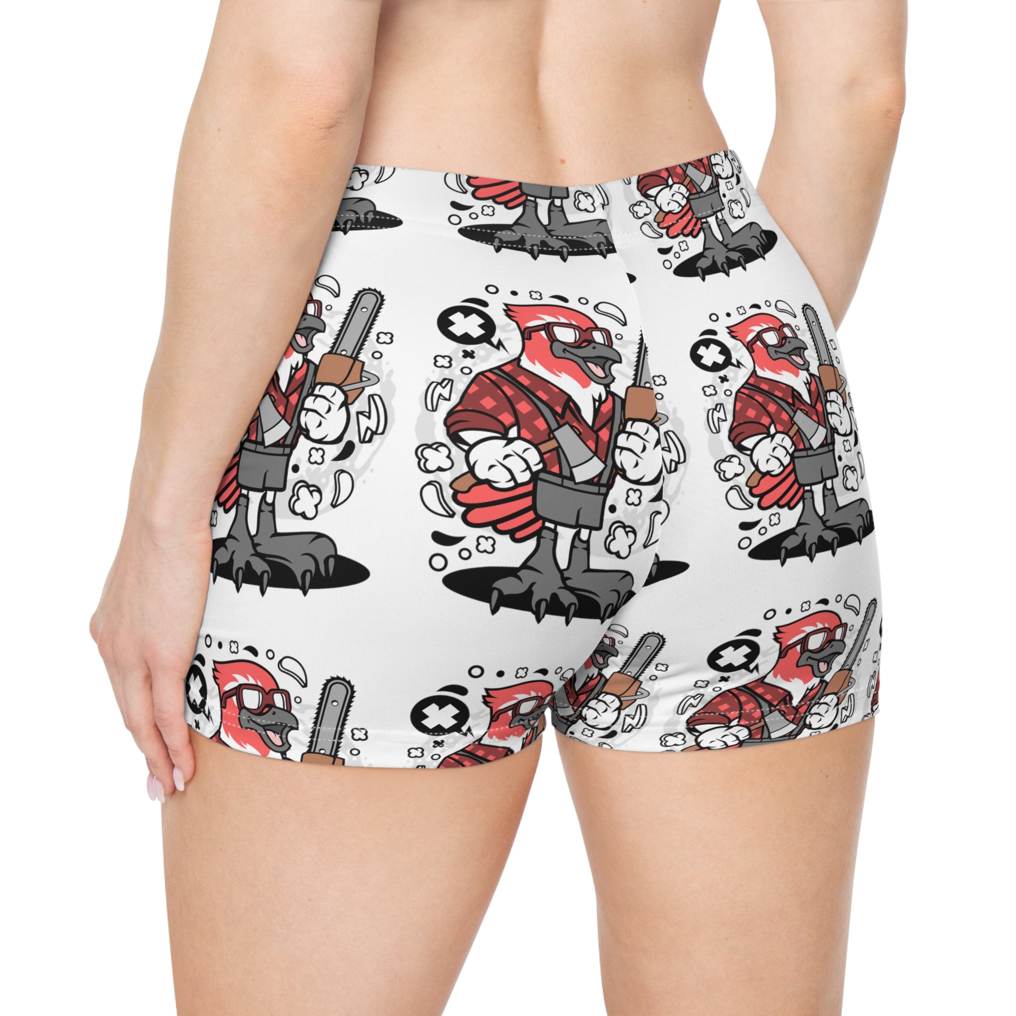 Bird Lumberjack Paradise Women's Spandex Shorts with Nature-Inspired Prints