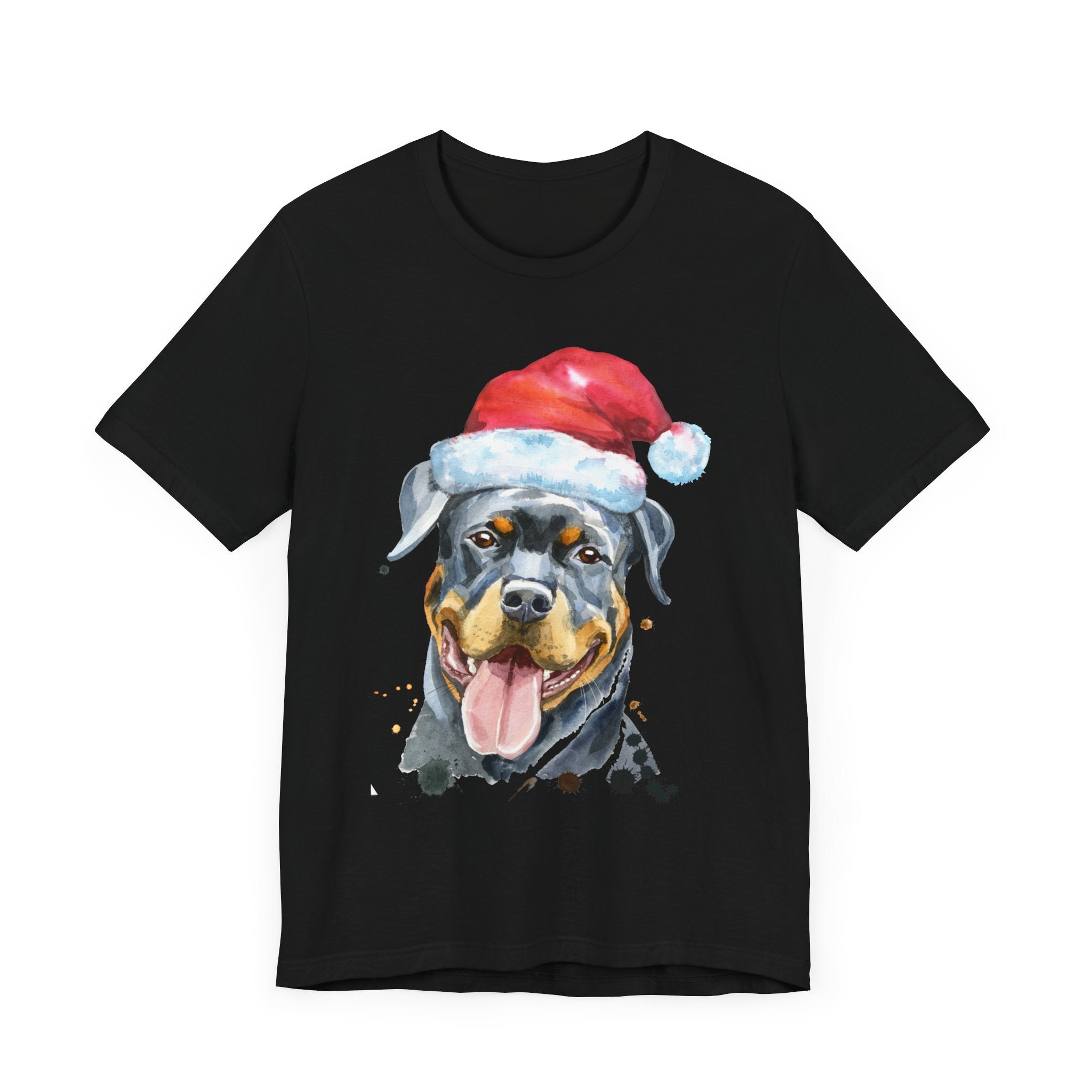 Rottweiler Dog With Christmas Cap T-shirt, Dog Tshirt, Pet Shirt, Unisex Shirt, Crewneck Shirt, Short Sleeve Tee, Gift for Him, Gift for Her