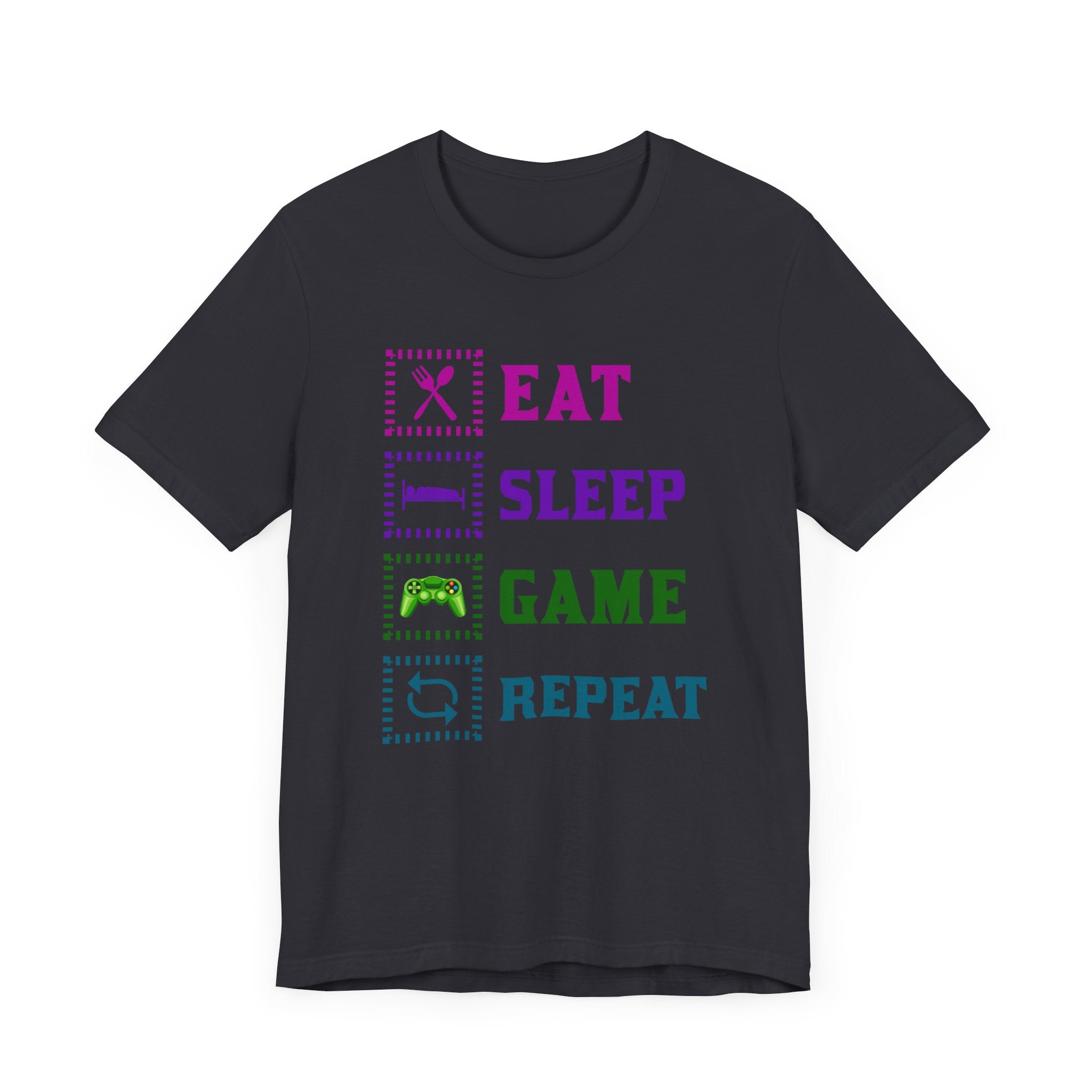 Eat Sleep Game Repeat T-shirt, Gaming Tshirt, Eat Sleep Shirt, Unisex Shirt, Crewneck Shirt, Short Sleeve Tee, Gift for Him, Gift for Her