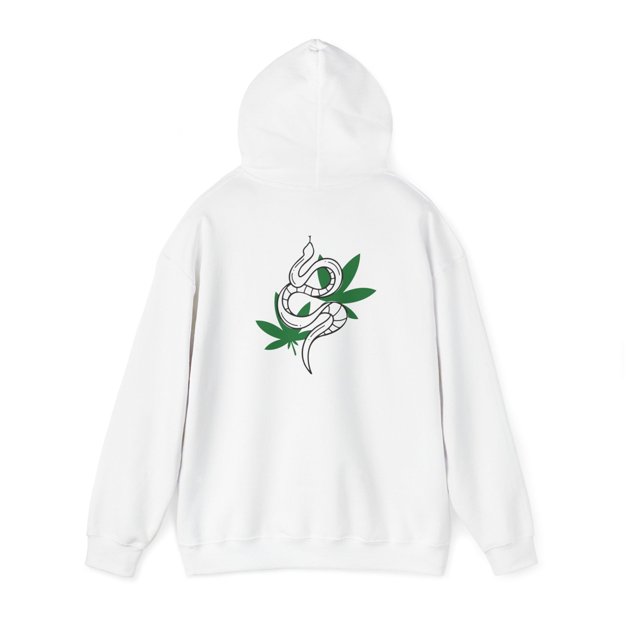 Serpent's Embrace: Striking Hoodie with Snake on Marijuana Leaf Design