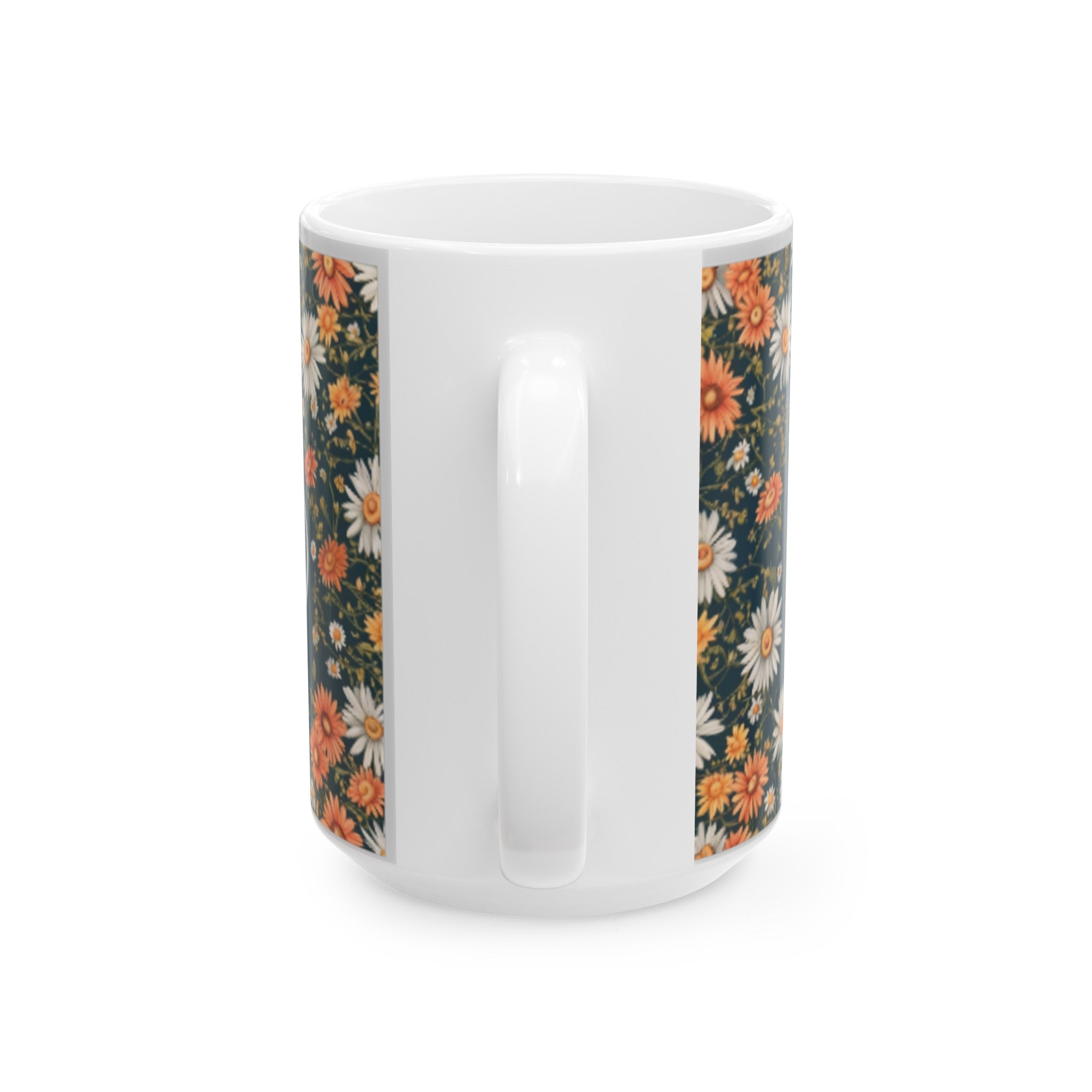 Whimsical Daisy Chain Ceramic Mug 11oz/15oz - Unique Floral Art Coffee Cup for Home & Living, Kitchen Decor