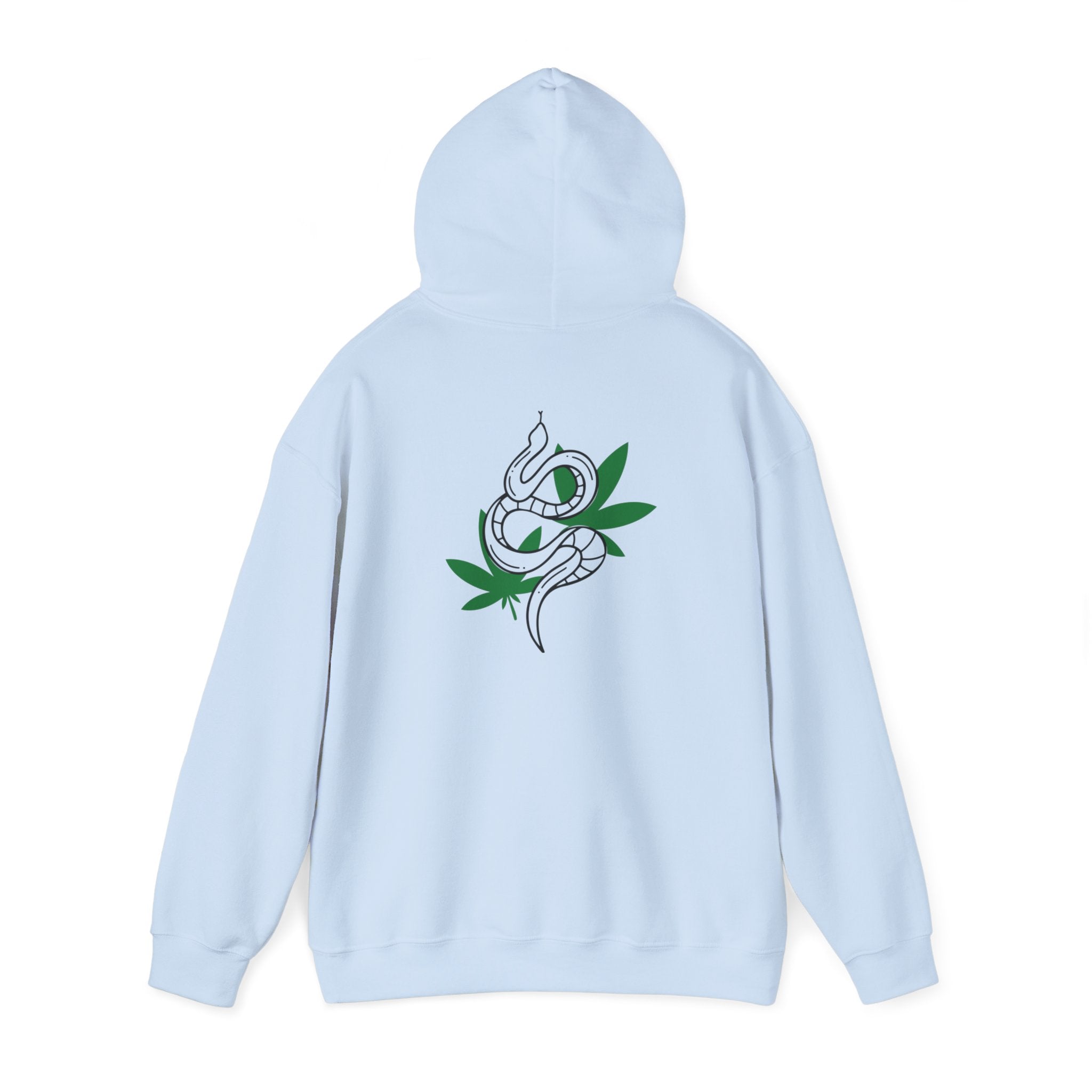 Serpent's Embrace: Striking Hoodie with Snake on Marijuana Leaf Design