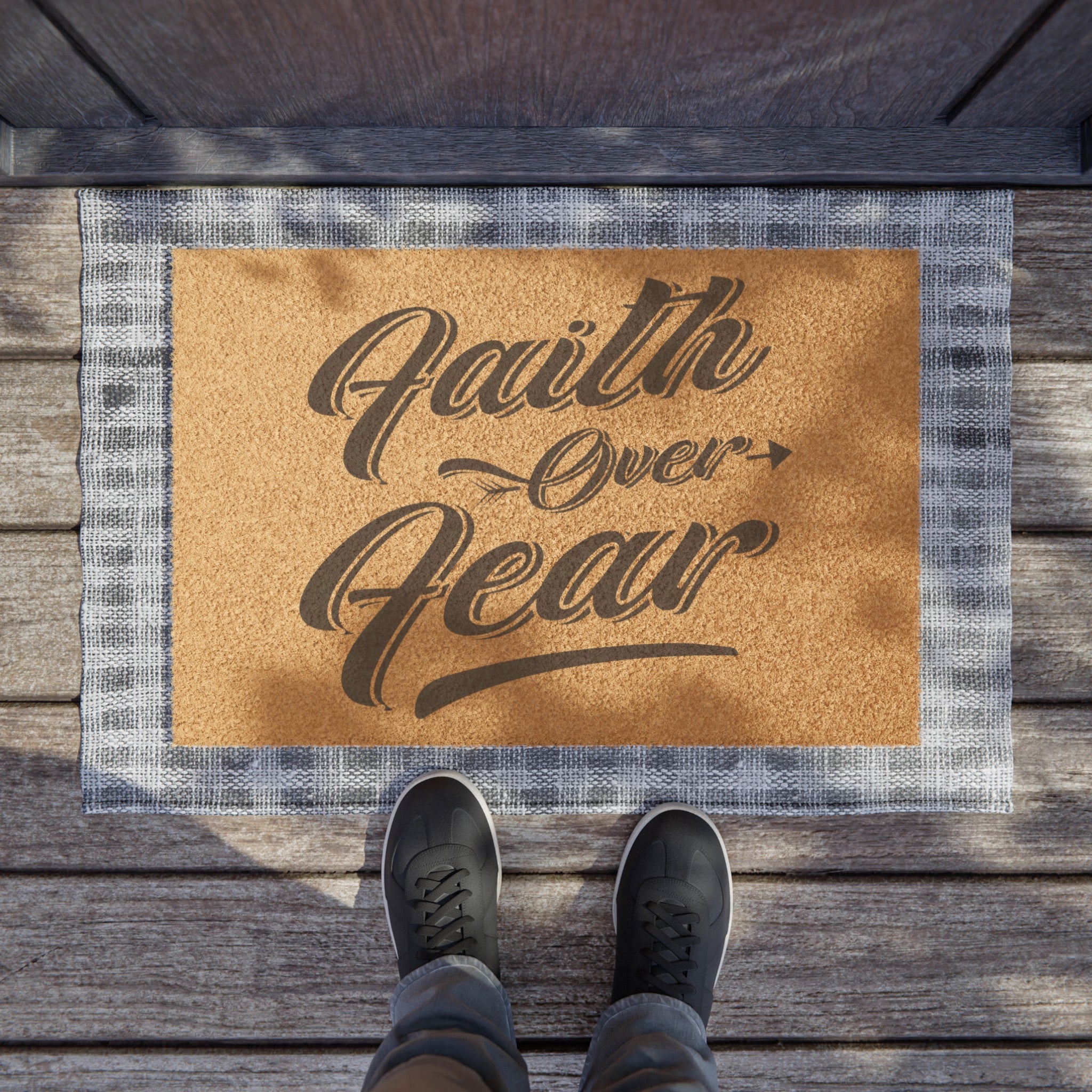 Step Boldly: 'Faith Over Fear' Inspirational Doormat