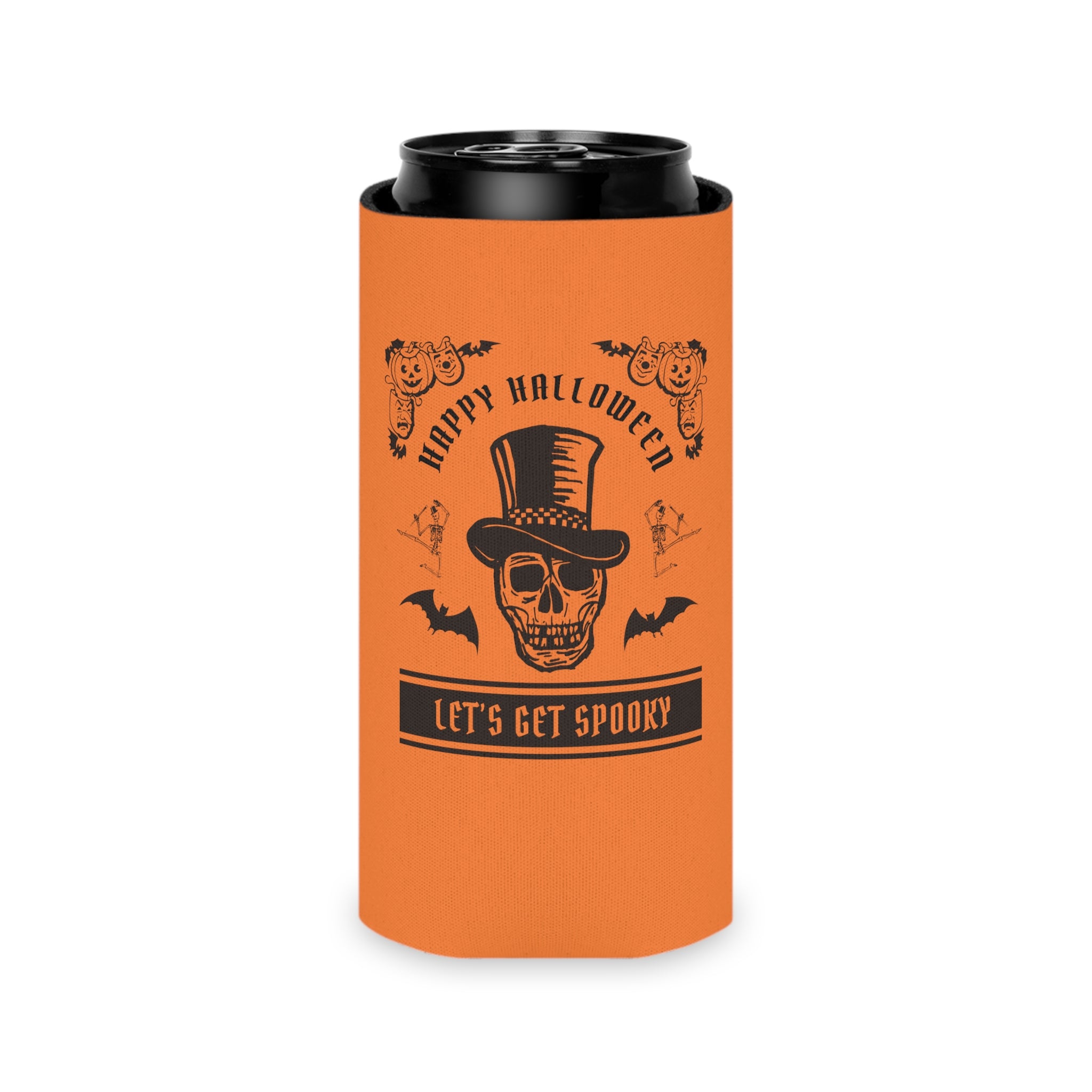 Happy Halloween Let's Get Spooky Can Cooler - Festive Beverage Holder