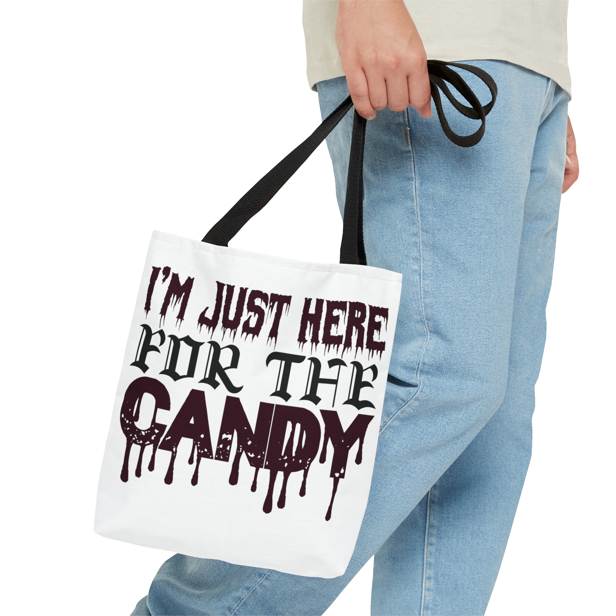 Halloween Candy Bag - 'I'm Just Here for the Candy' - Trick or Treat Tote Bag - Kids Halloween Treat Holder