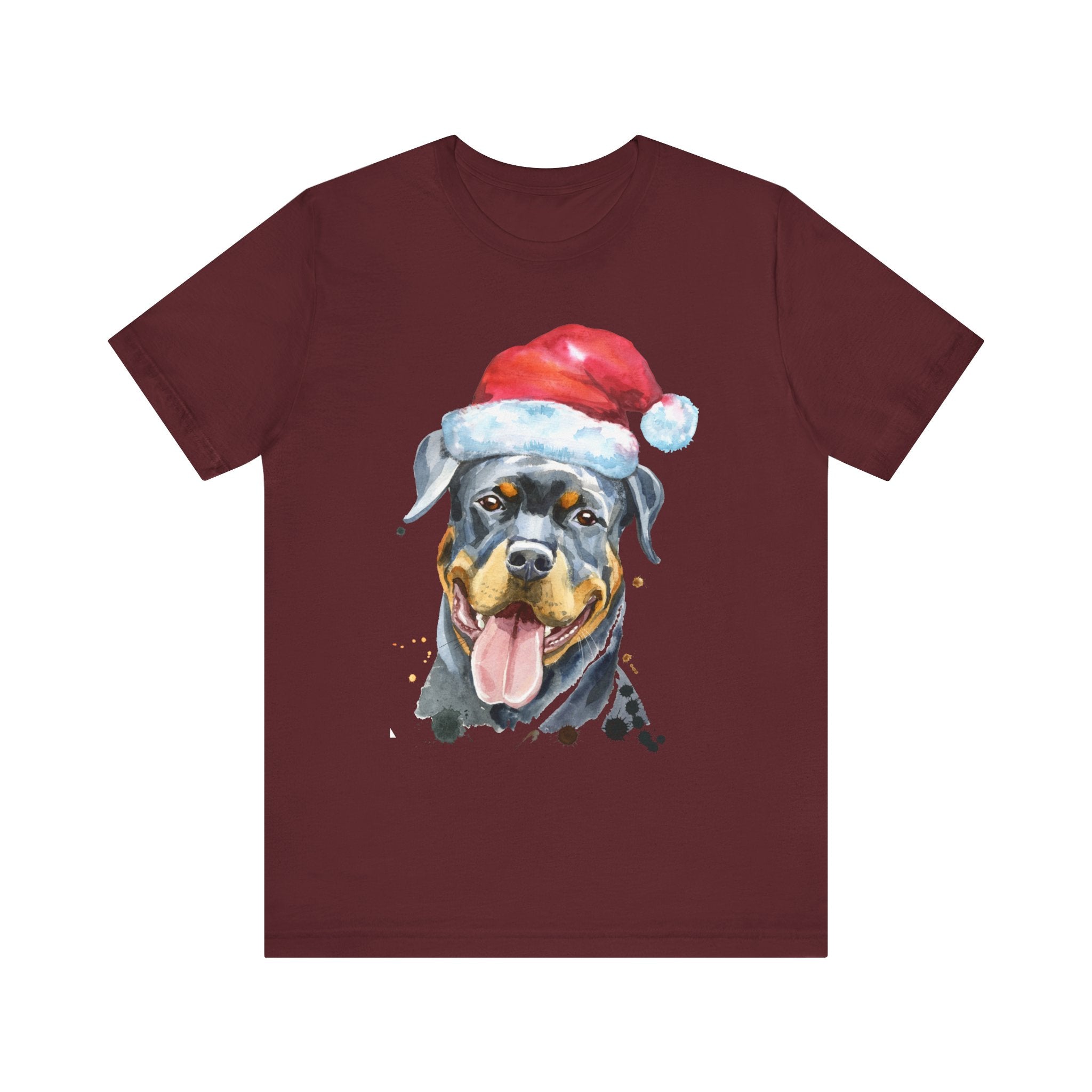 Rottweiler Dog With Christmas Cap T-shirt, Dog Tshirt, Pet Shirt, Unisex Shirt, Crewneck Shirt, Short Sleeve Tee, Gift for Him, Gift for Her