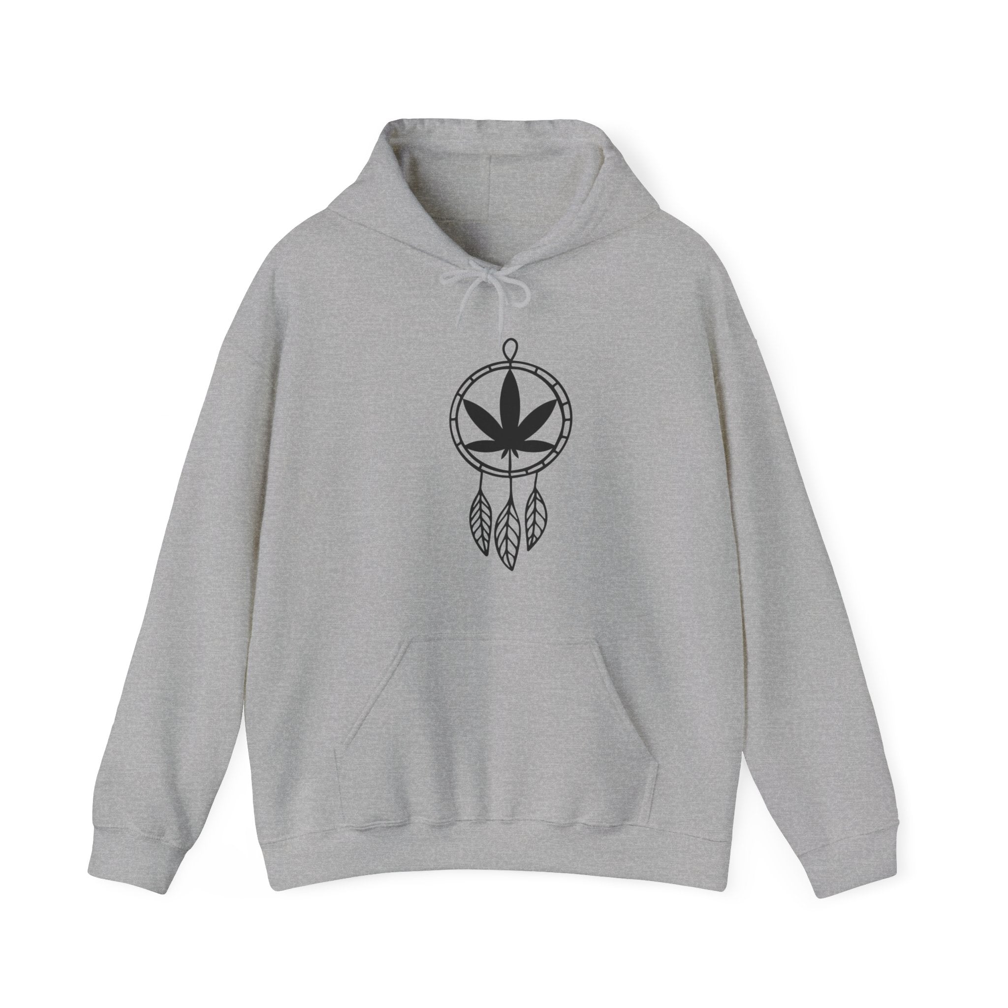 Dreams in Bloom Hoodie - Cannabis Leaf Dream Catcher Design