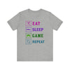 Eat Sleep Game Repeat T-shirt, Gaming Tshirt, Eat Sleep Shirt, Unisex Shirt, Crewneck Shirt, Short Sleeve Tee, Gift for Him, Gift for Her