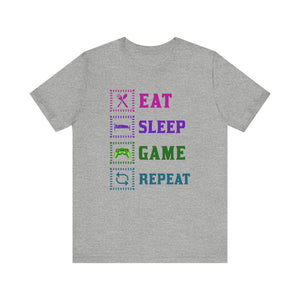 Eat Sleep Game Repeat T-shirt, Gaming Tshirt, Eat Sleep Shirt, Unisex Shirt, Crewneck Shirt, Short Sleeve Tee, Gift for Him, Gift for Her