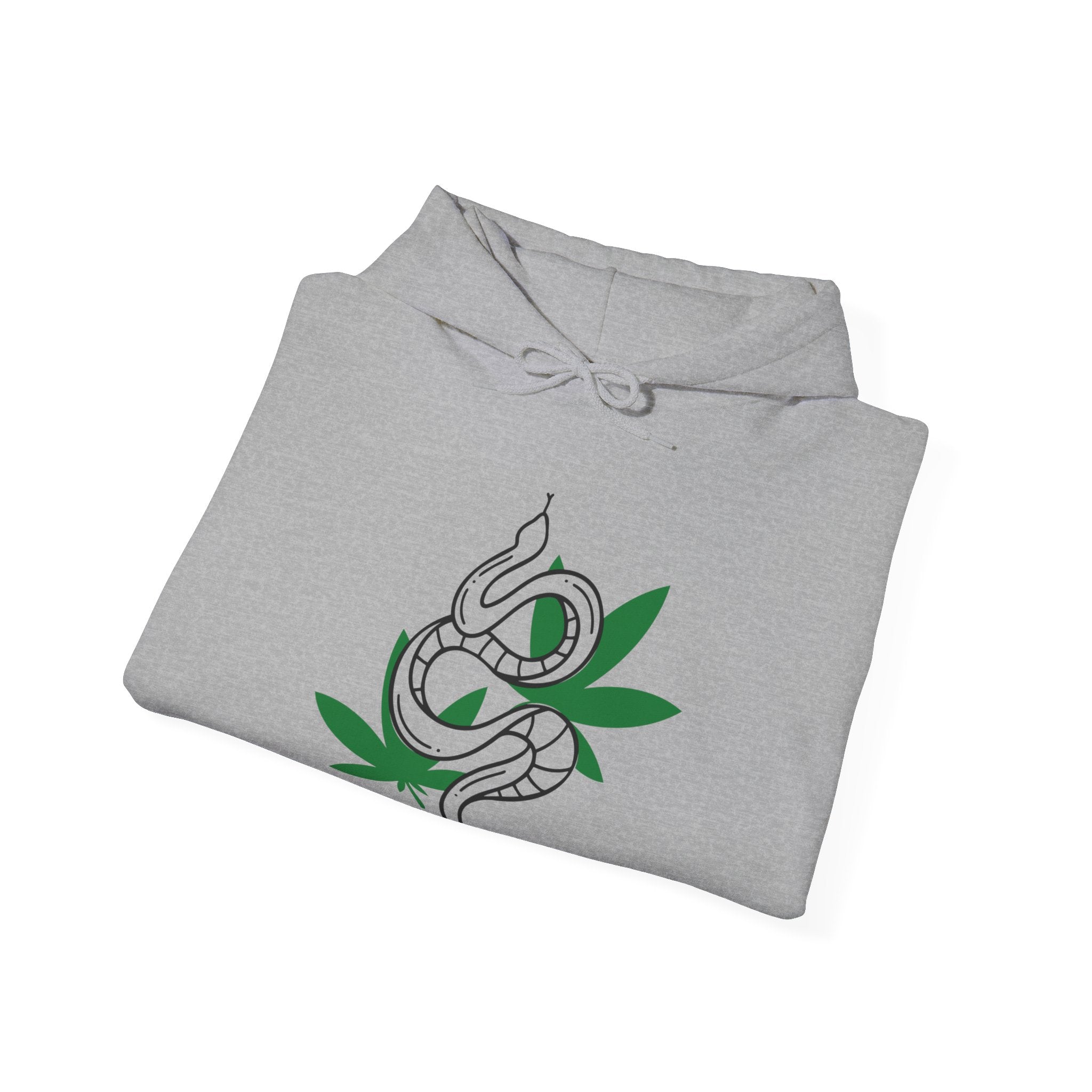 Serpent Greens: Stylish Hoodie with Snake and Marijuana Leaf Design