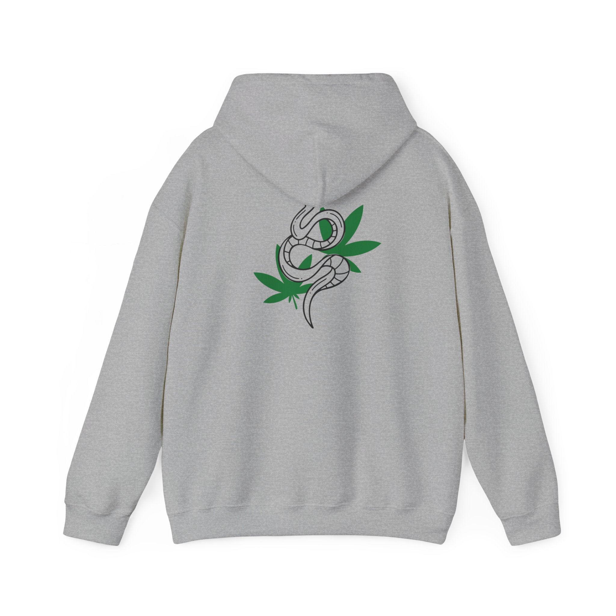 Serpent's Embrace: Striking Hoodie with Snake on Marijuana Leaf Design