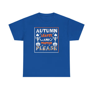 Autumn Leaves and Pumpkins Please T-Shirt - Fall Harvest Tee