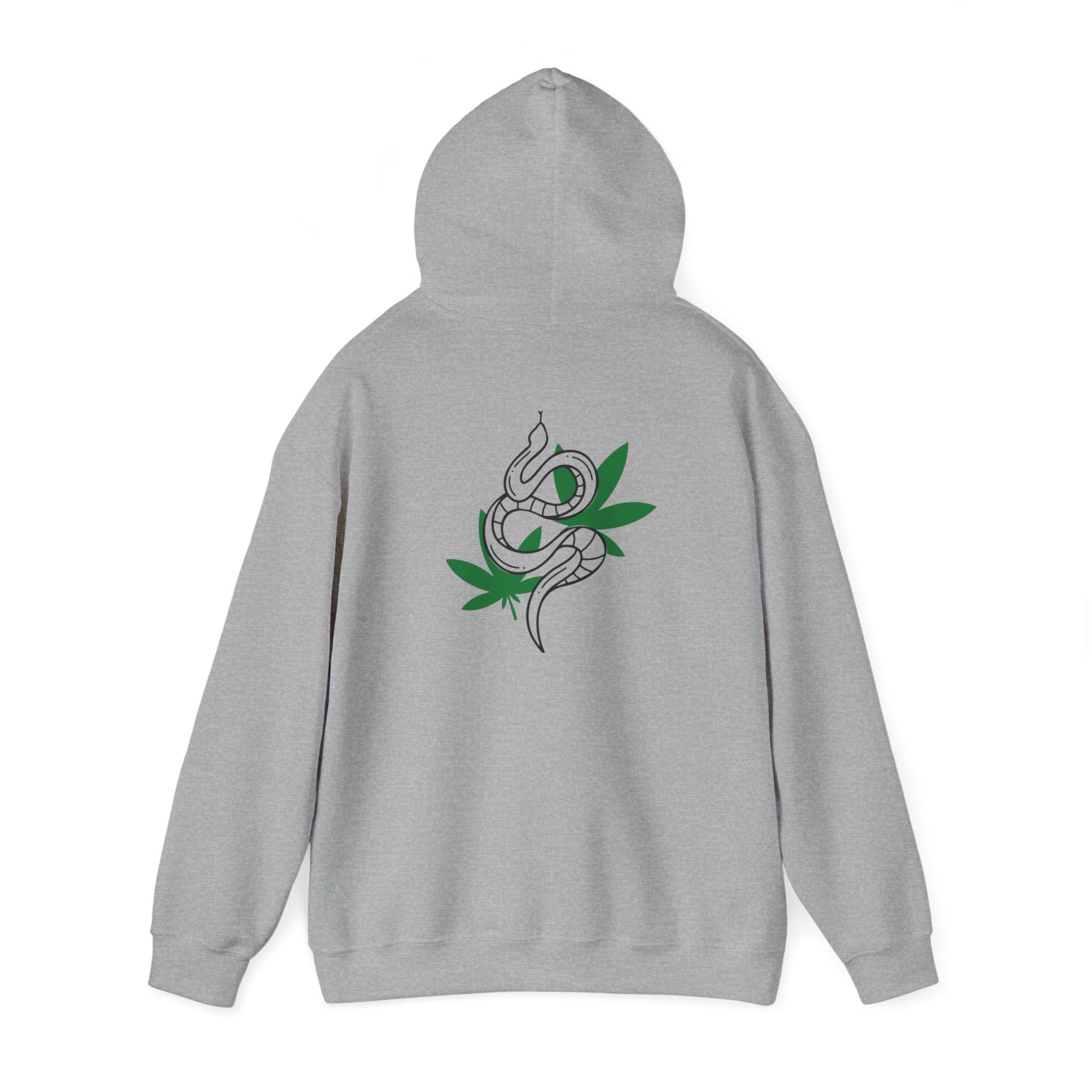 Serpent's Embrace: Striking Hoodie with Snake on Marijuana Leaf Design