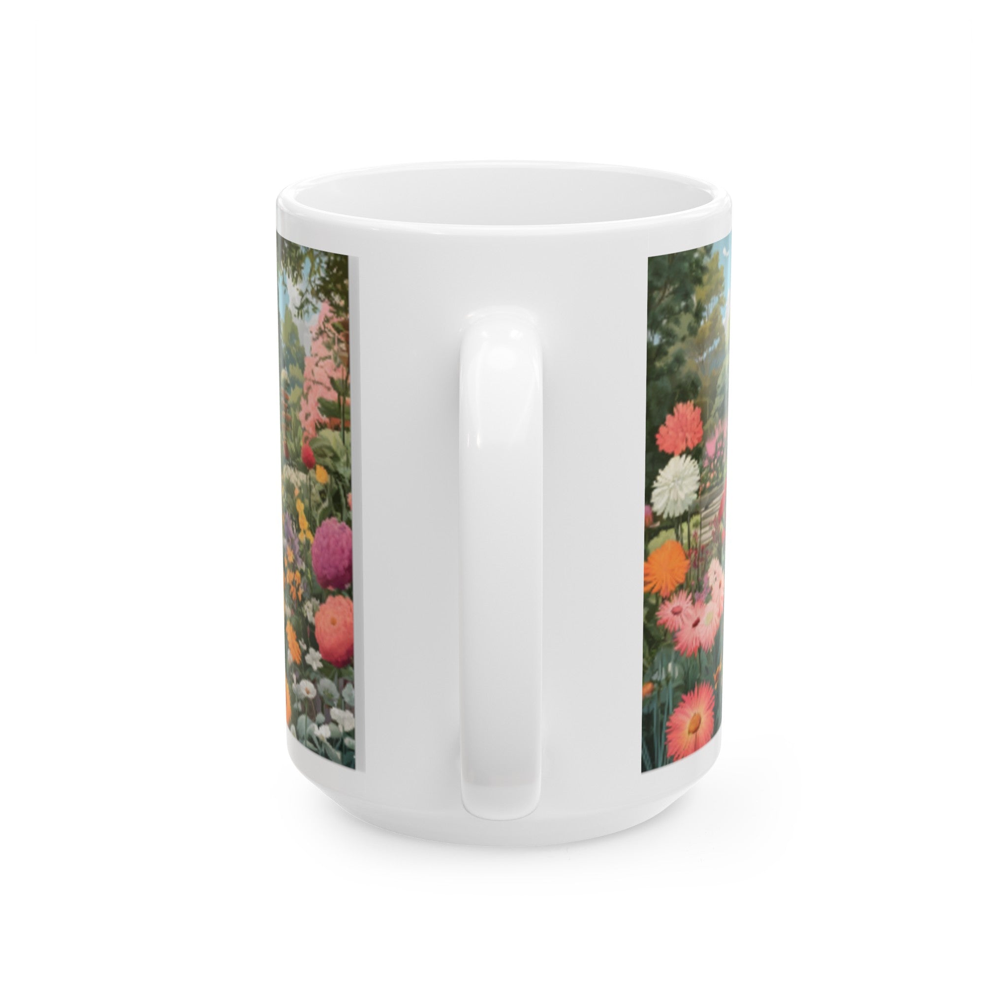 Botanical Garden Illustration Ceramic Mug - Home & Living Coffee Mugs with Botanical Art Print - 11oz/15oz Floral Design Kitchenware