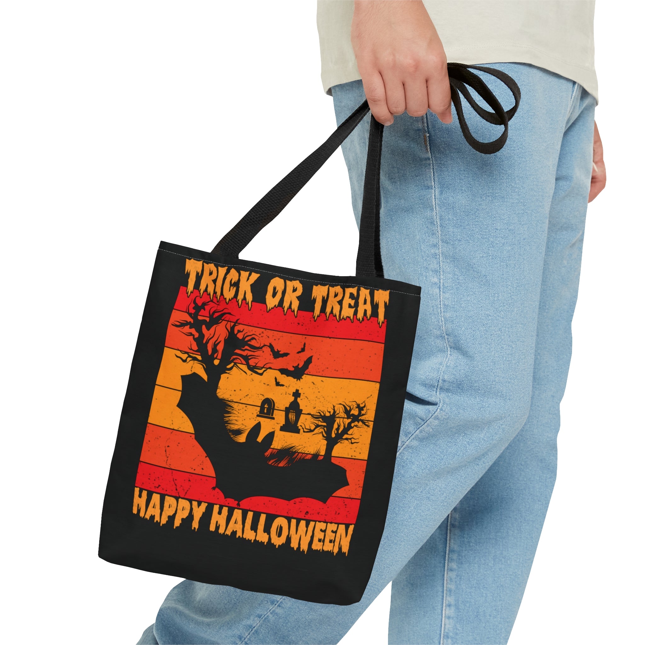 Halloween Candy Bag - 'Trick or Treat Happy Halloween' - Spooky Tote Bag for Sweets Collection