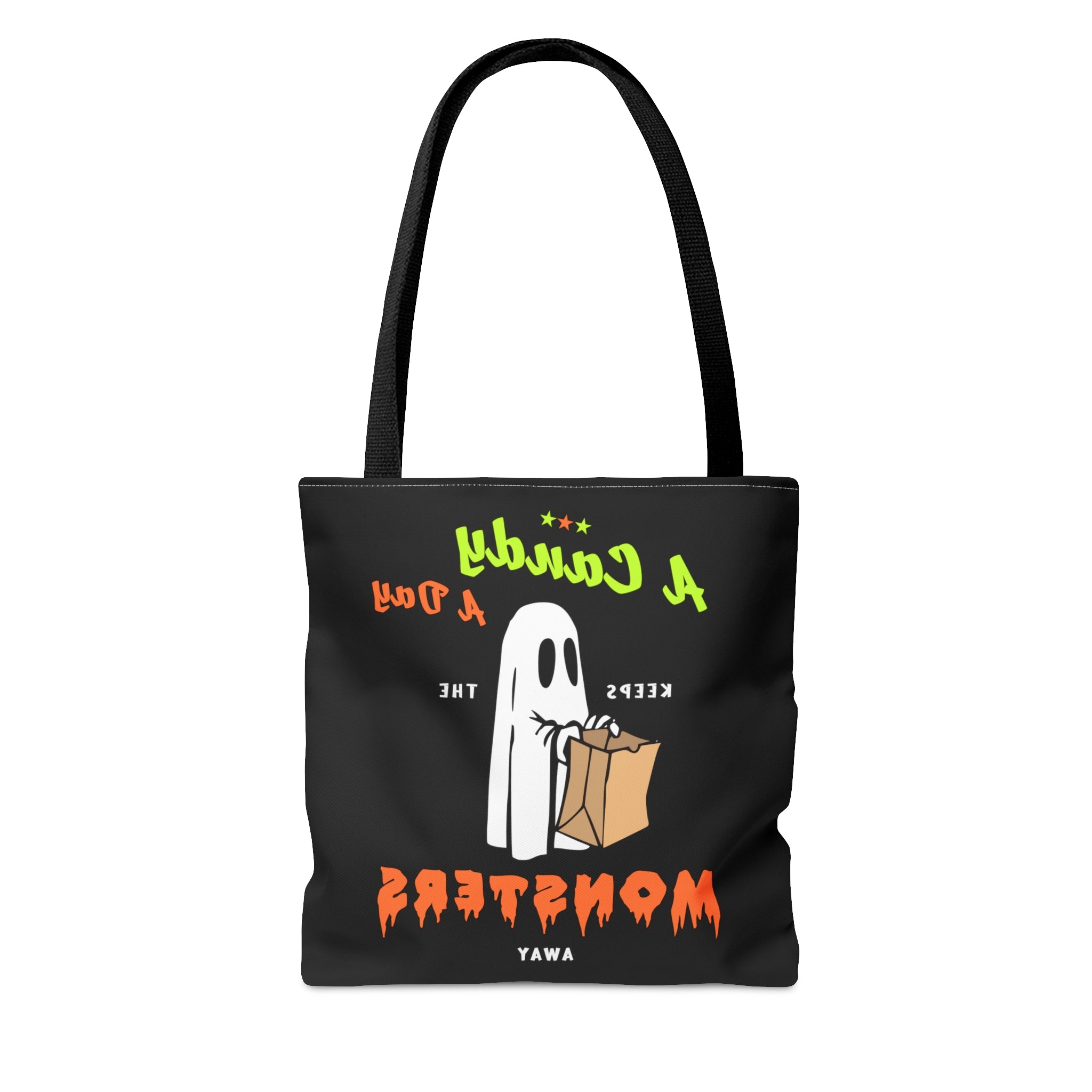 Halloween Candy Bag - 'A Candy a Day Keeps the Monster Away' - Fun Trick-or-Treat Tote