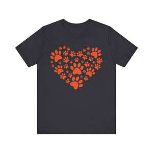 Cat Paw Red Heart T-shirt, Pet Tshirt, Animal Shirt, Cat Lovers Unisex Shirt, Crewneck Shirt, Short Sleeve Tee, Gift for Her