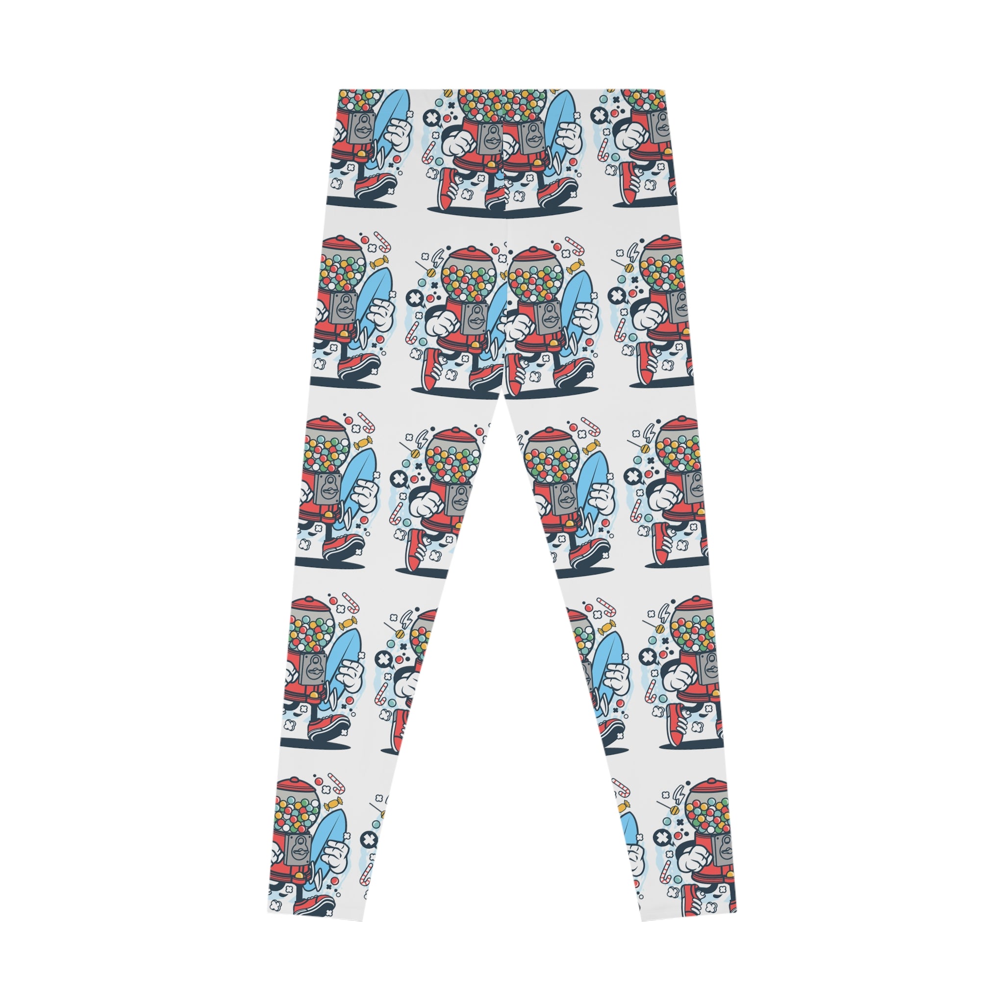 Candy Wave: Women's Spandex Shorts with Playful Candy Machine Surfer Prints