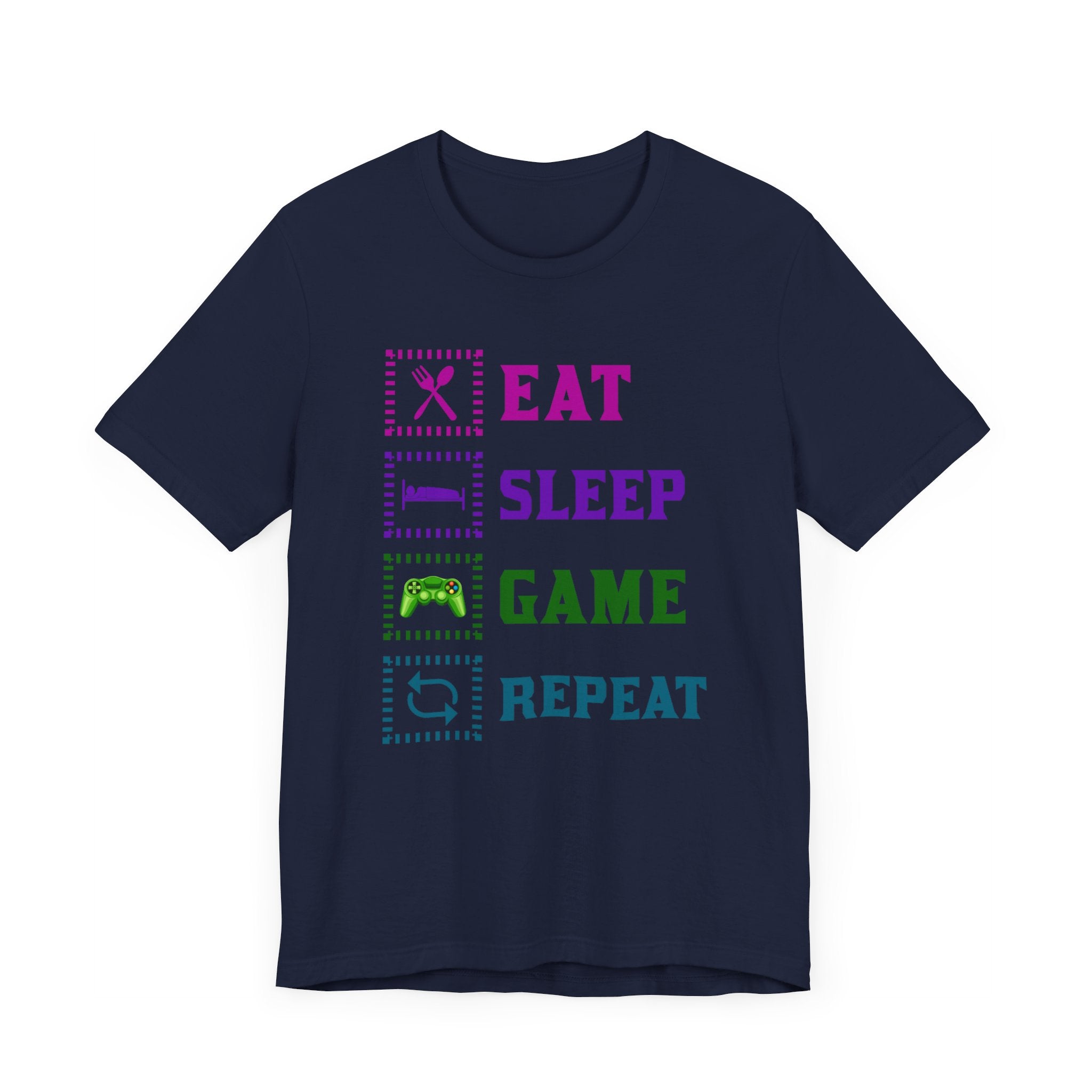 Eat Sleep Game Repeat T-shirt, Gaming Tshirt, Eat Sleep Shirt, Unisex Shirt, Crewneck Shirt, Short Sleeve Tee, Gift for Him, Gift for Her