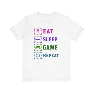 Eat Sleep Game Repeat T-shirt, Gaming Tshirt, Eat Sleep Shirt, Unisex Shirt, Crewneck Shirt, Short Sleeve Tee, Gift for Him, Gift for Her