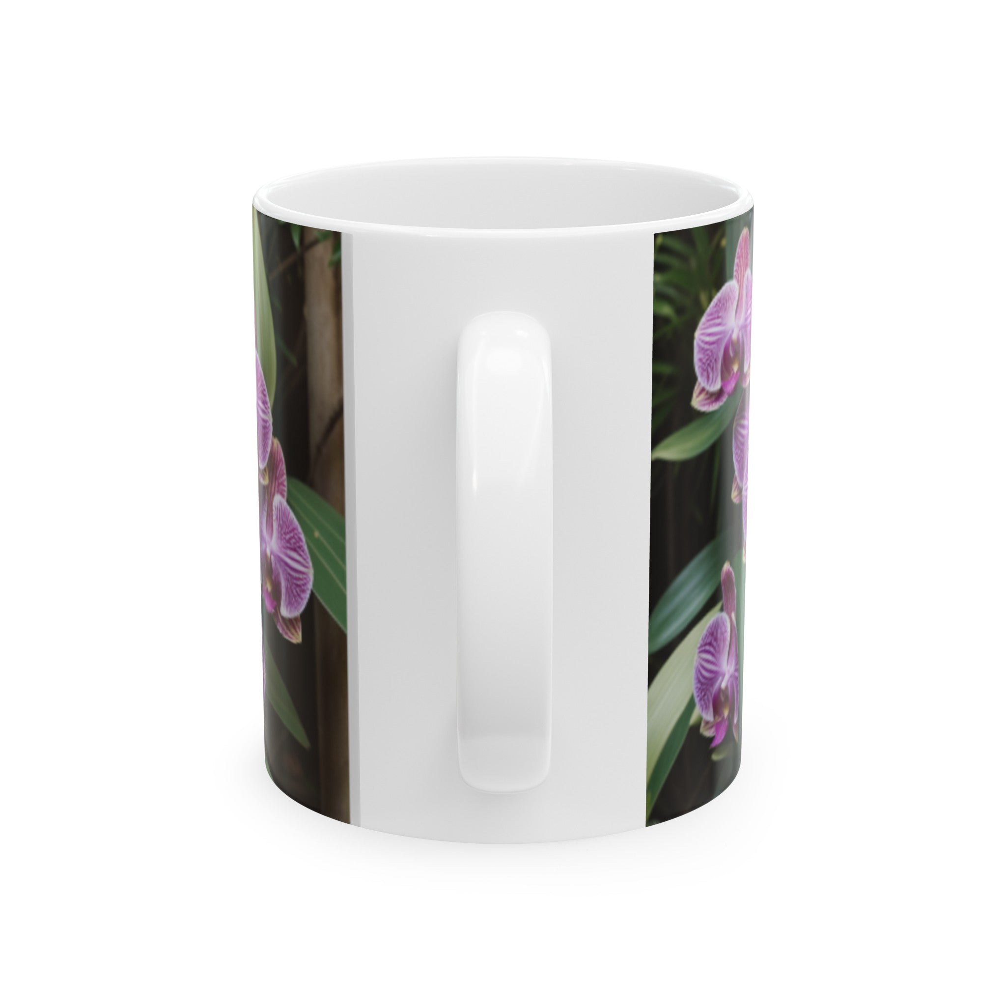 Exotic Orchid Ceramic Coffee Mug 11oz/15oz - Lush Green Foliage Home & Living Kitchen Decor - Unique Orchid Planters Coffee Mugs Gift