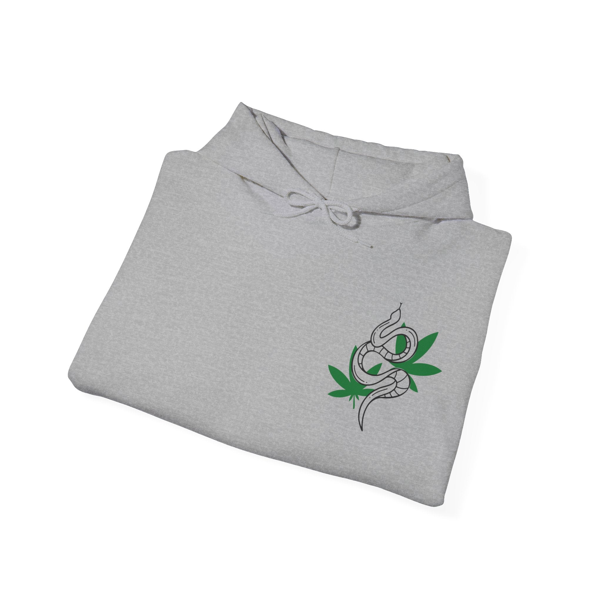 Serpent's Embrace: Striking Hoodie with Snake on Marijuana Leaf Design