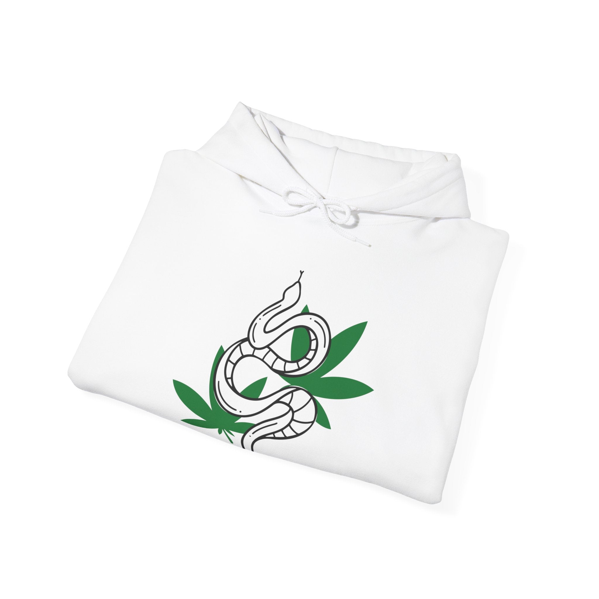 Serpent Greens: Stylish Hoodie with Snake and Marijuana Leaf Design