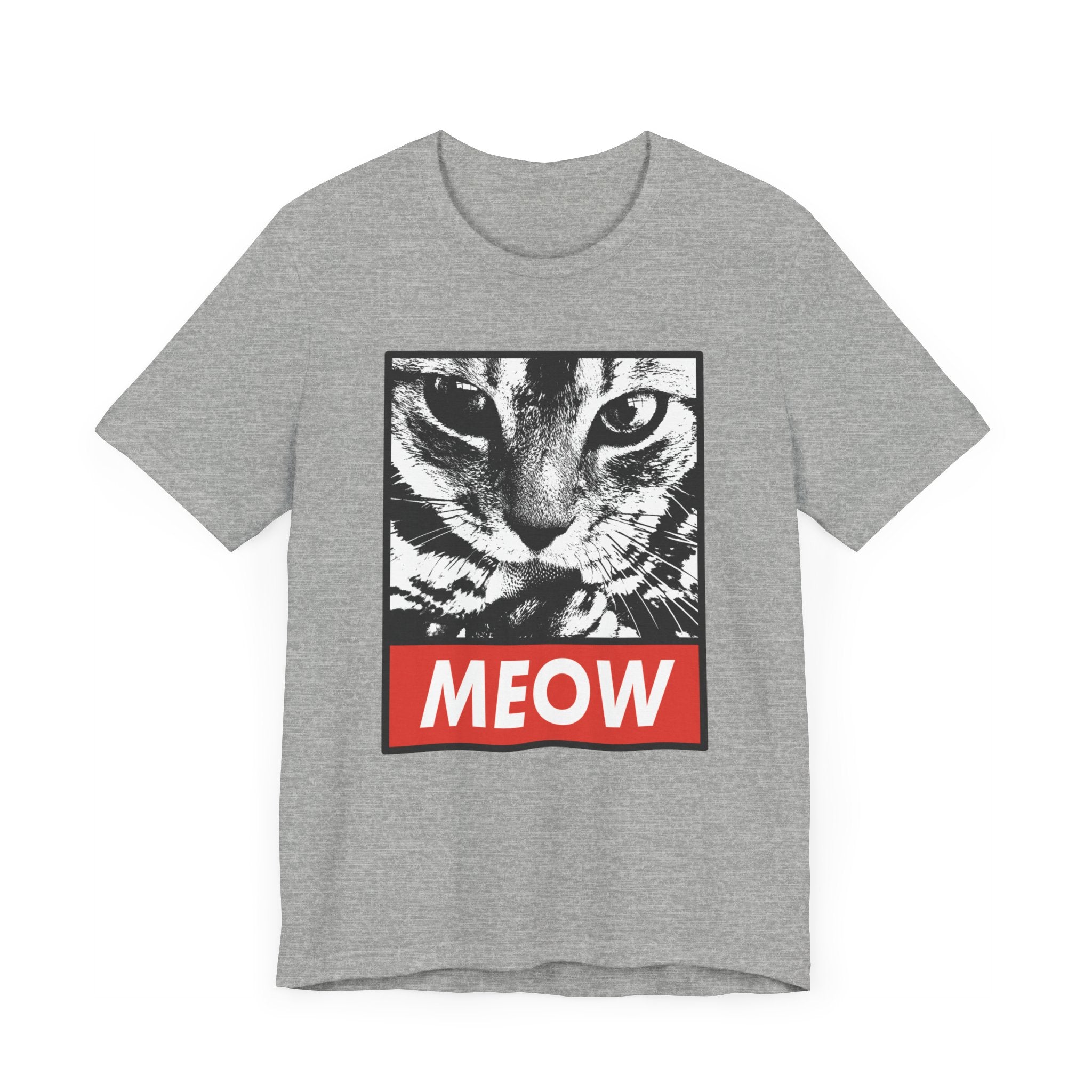 Meow T-shirt, Cat Lover Tshirt, Pet Lover Shirt, Animal Shirt, Cat Crewneck Shirt, Cute Cat Short Sleeve Tee, Gift for Him, Gift for Her