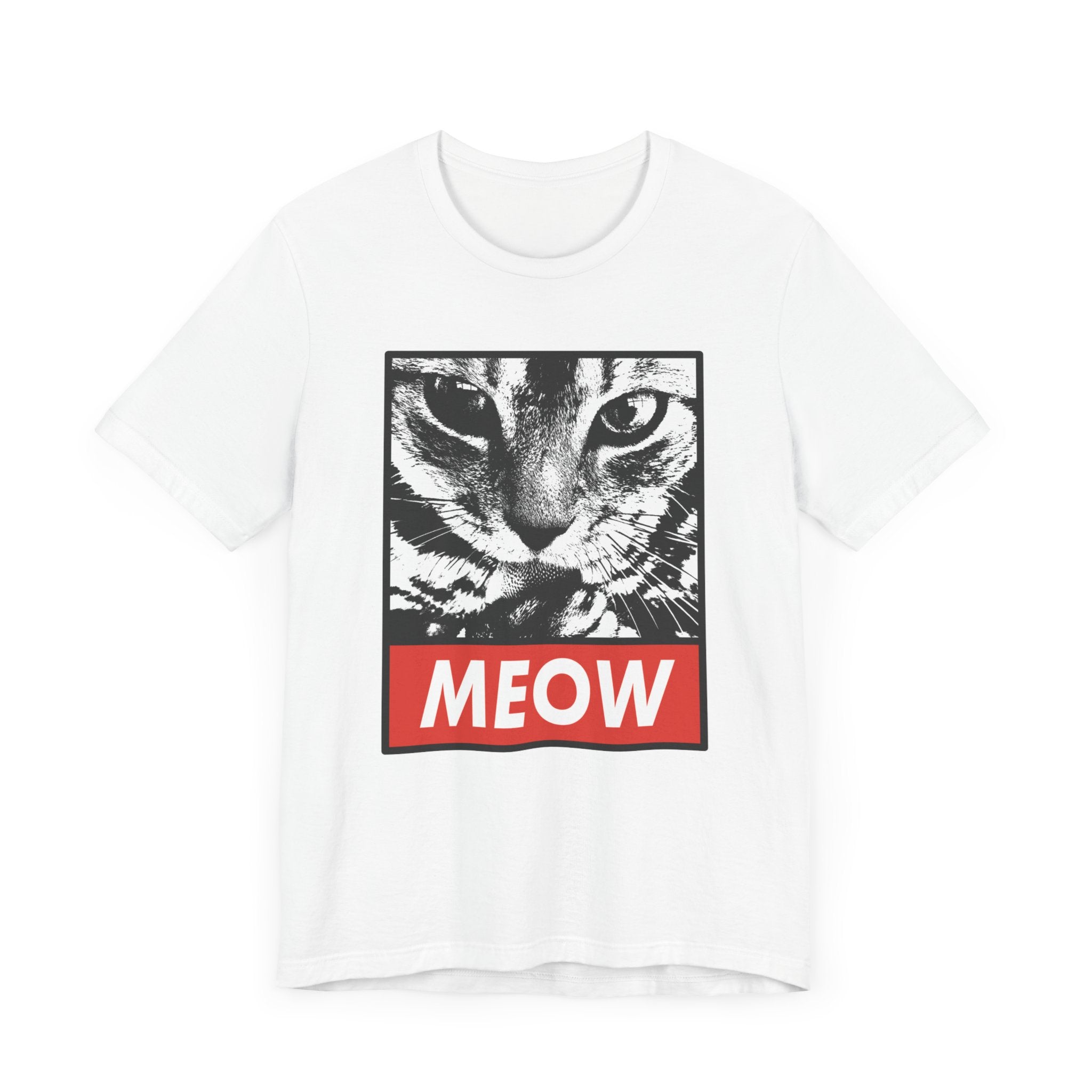 Meow T-shirt, Cat Lover Tshirt, Pet Lover Shirt, Animal Shirt, Cat Crewneck Shirt, Cute Cat Short Sleeve Tee, Gift for Him, Gift for Her