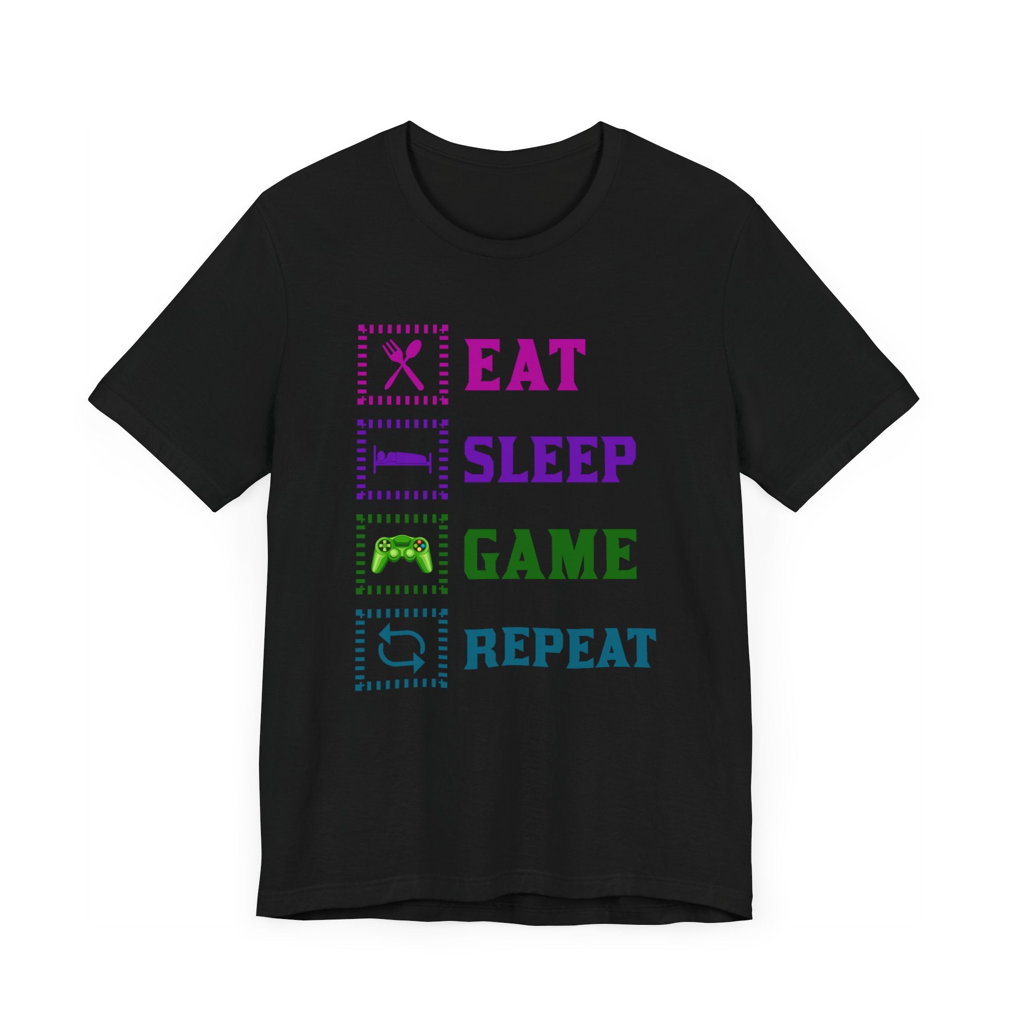 Eat Sleep Game Repeat T-shirt, Gaming Tshirt, Eat Sleep Shirt, Unisex Shirt, Crewneck Shirt, Short Sleeve Tee, Gift for Him, Gift for Her