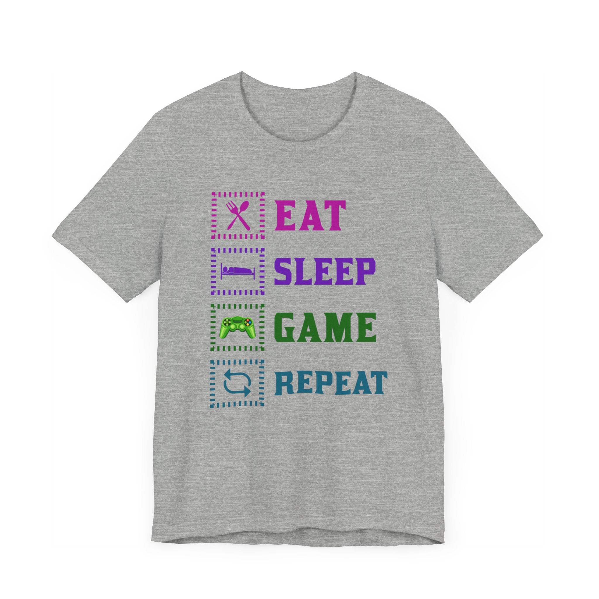 Eat Sleep Game Repeat T-shirt, Gaming Tshirt, Eat Sleep Shirt, Unisex Shirt, Crewneck Shirt, Short Sleeve Tee, Gift for Him, Gift for Her