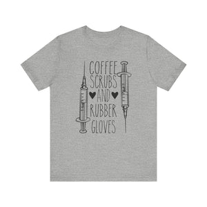 Coffee Scrubs And Rubber Gloves T-shirt, Doctor Shirt, Unisex Shirt, Crewneck Shirt, Short Sleeve Tee, Gift for Him, Gift for Her