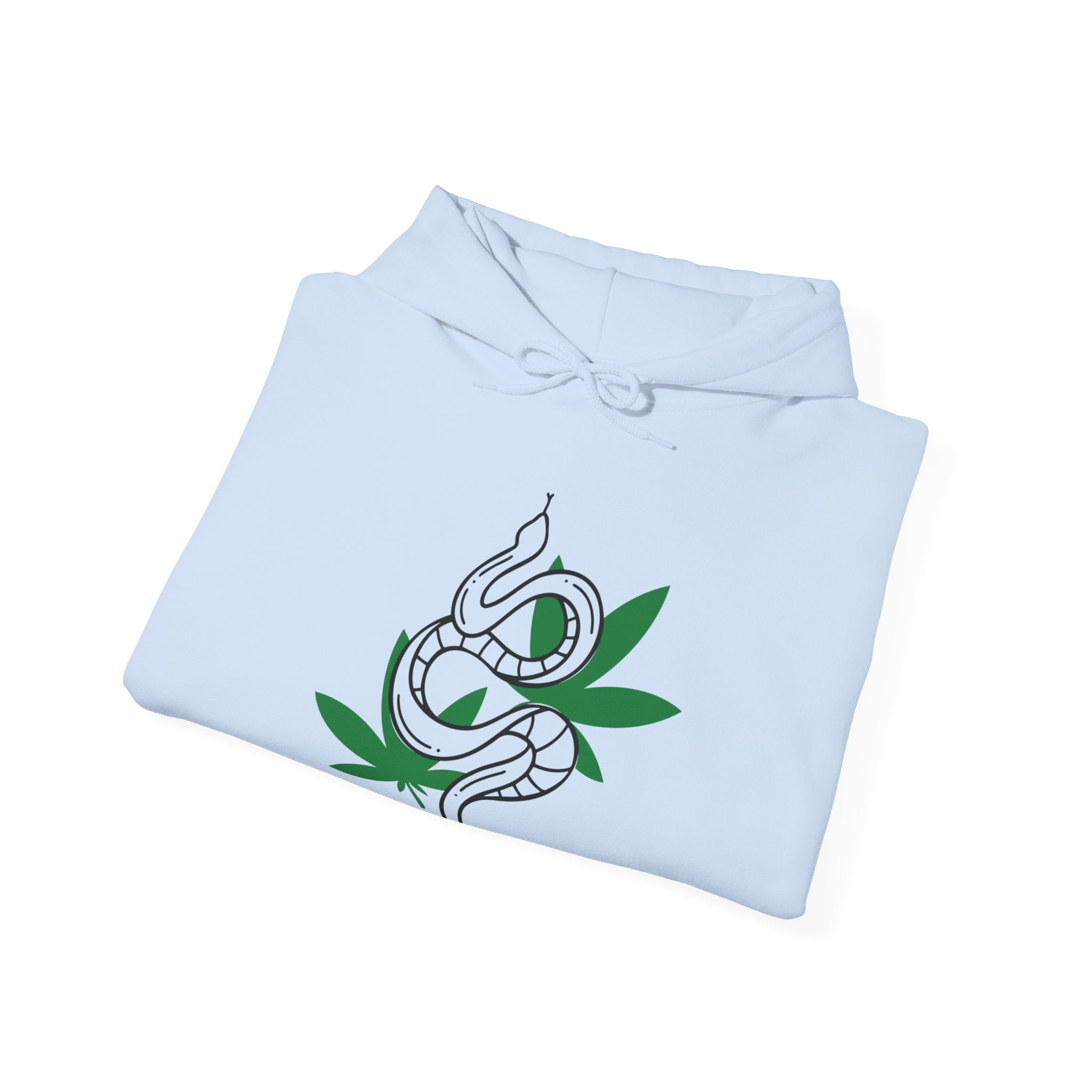 Serpent Greens: Stylish Hoodie with Snake and Marijuana Leaf Design