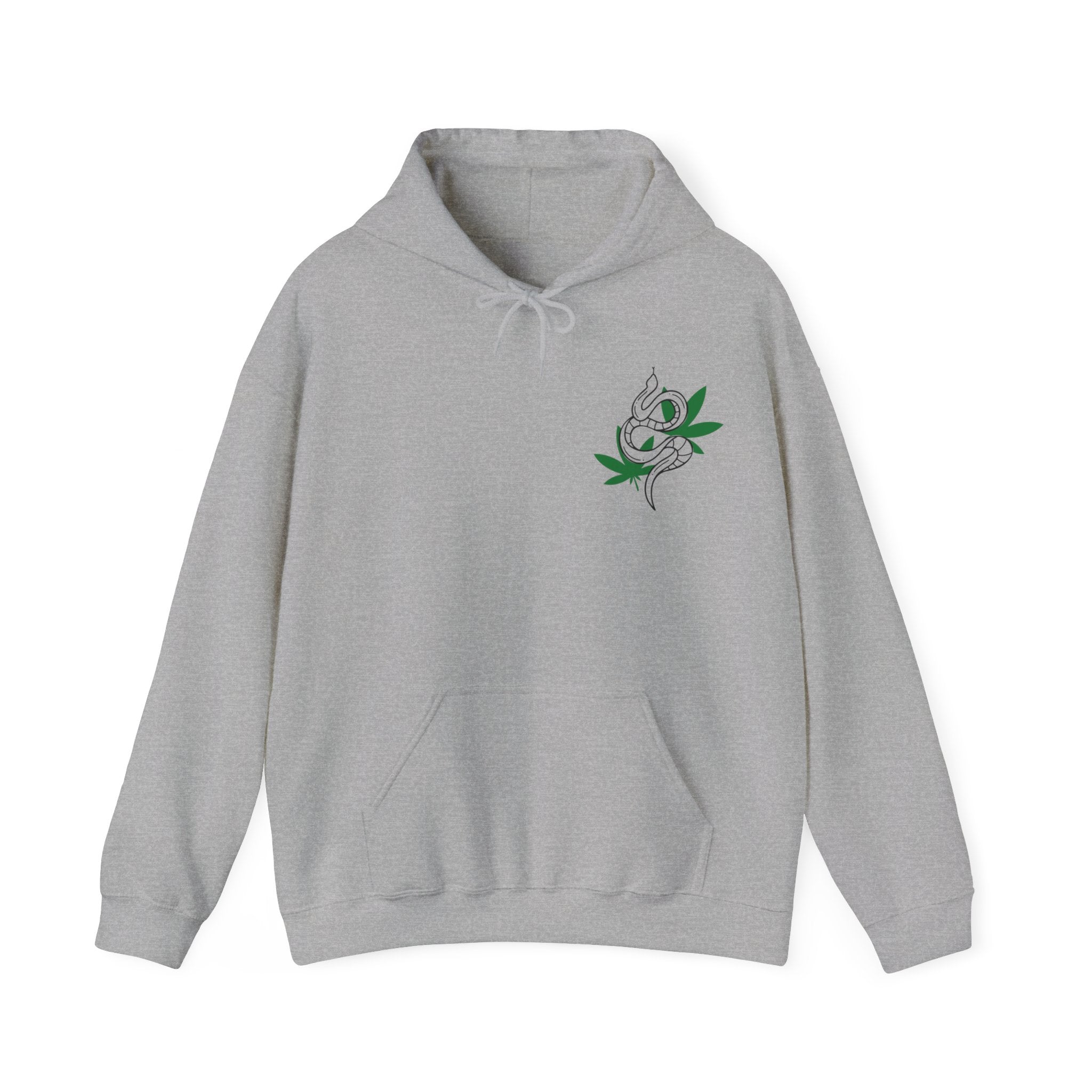 Serpent's Embrace: Striking Hoodie with Snake on Marijuana Leaf Design