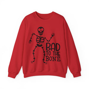 Spooky Season Vibes: 'Bad to the Bone' Halloween Crewneck Sweatshirt