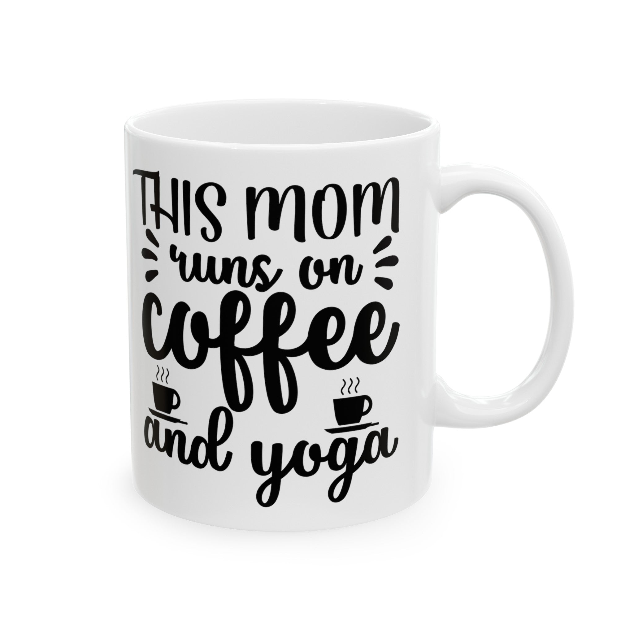 This Mom Runs on Coffee and Yoga Mug | Funny Mother's Day Gift | Mom's Coffee Cup | Yoga Lover Tea Mug