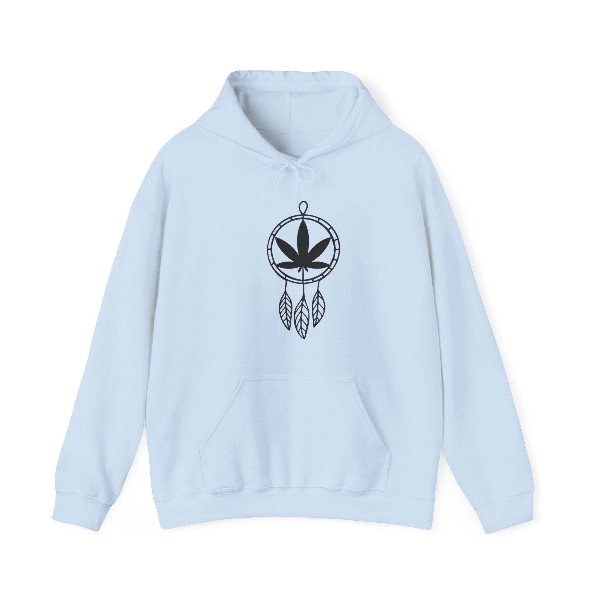 Dreams in Bloom Hoodie - Cannabis Leaf Dream Catcher Design