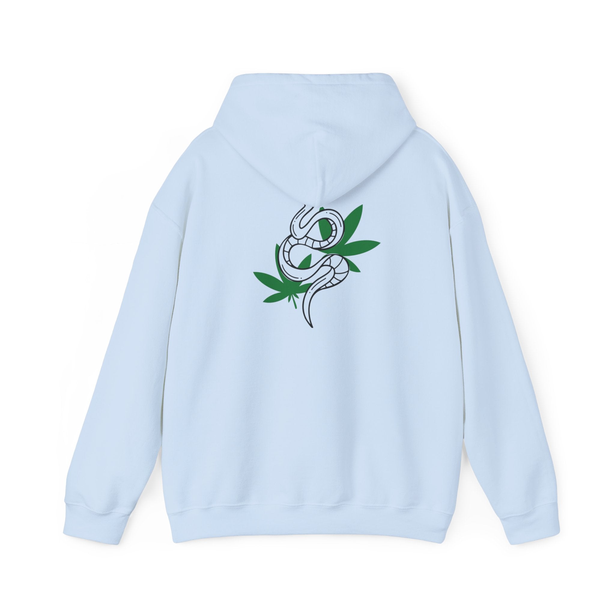 Serpent's Embrace: Striking Hoodie with Snake on Marijuana Leaf Design