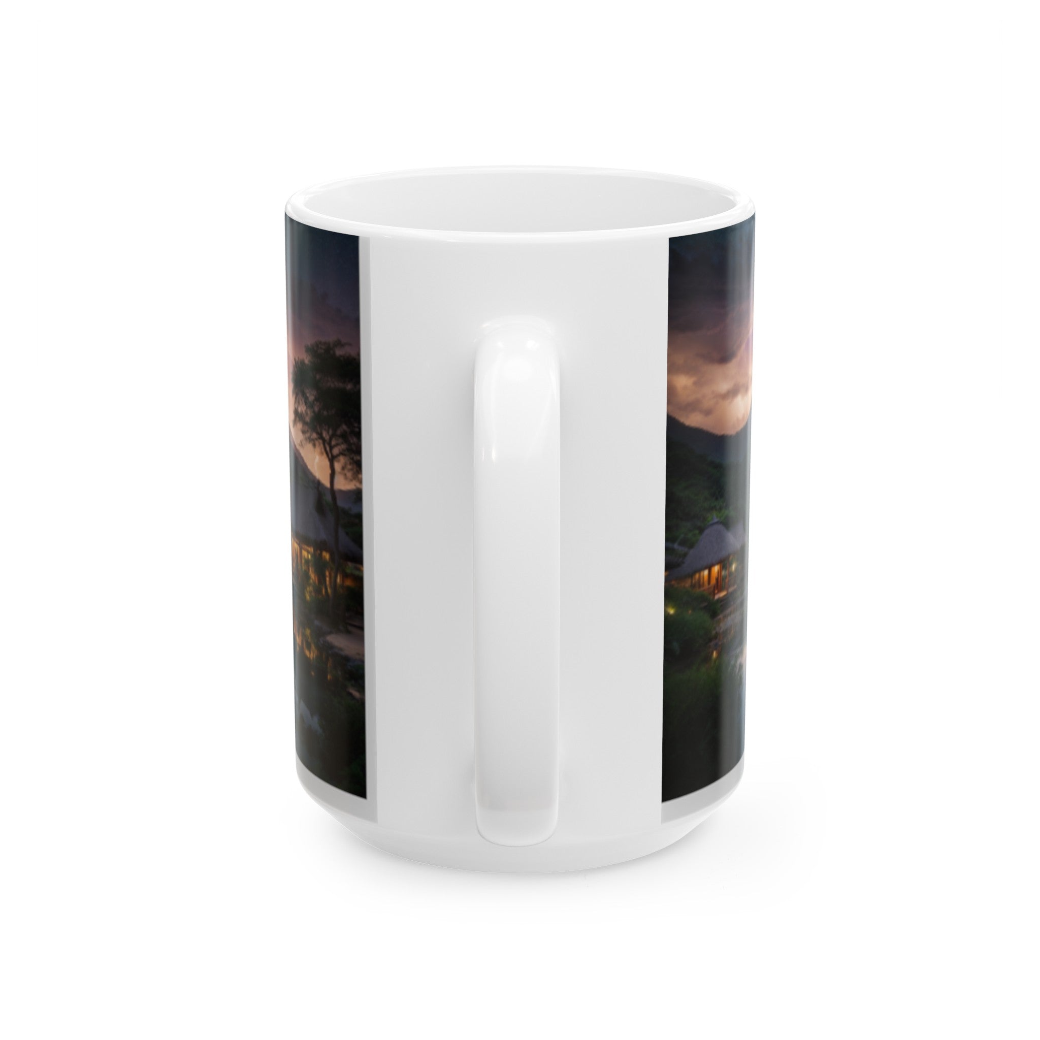 Futuristic African Village Ceramic Coffee Mug 11oz/15oz - Modern Home & Living Decor, Unique Space-Age African Themed Drinkware