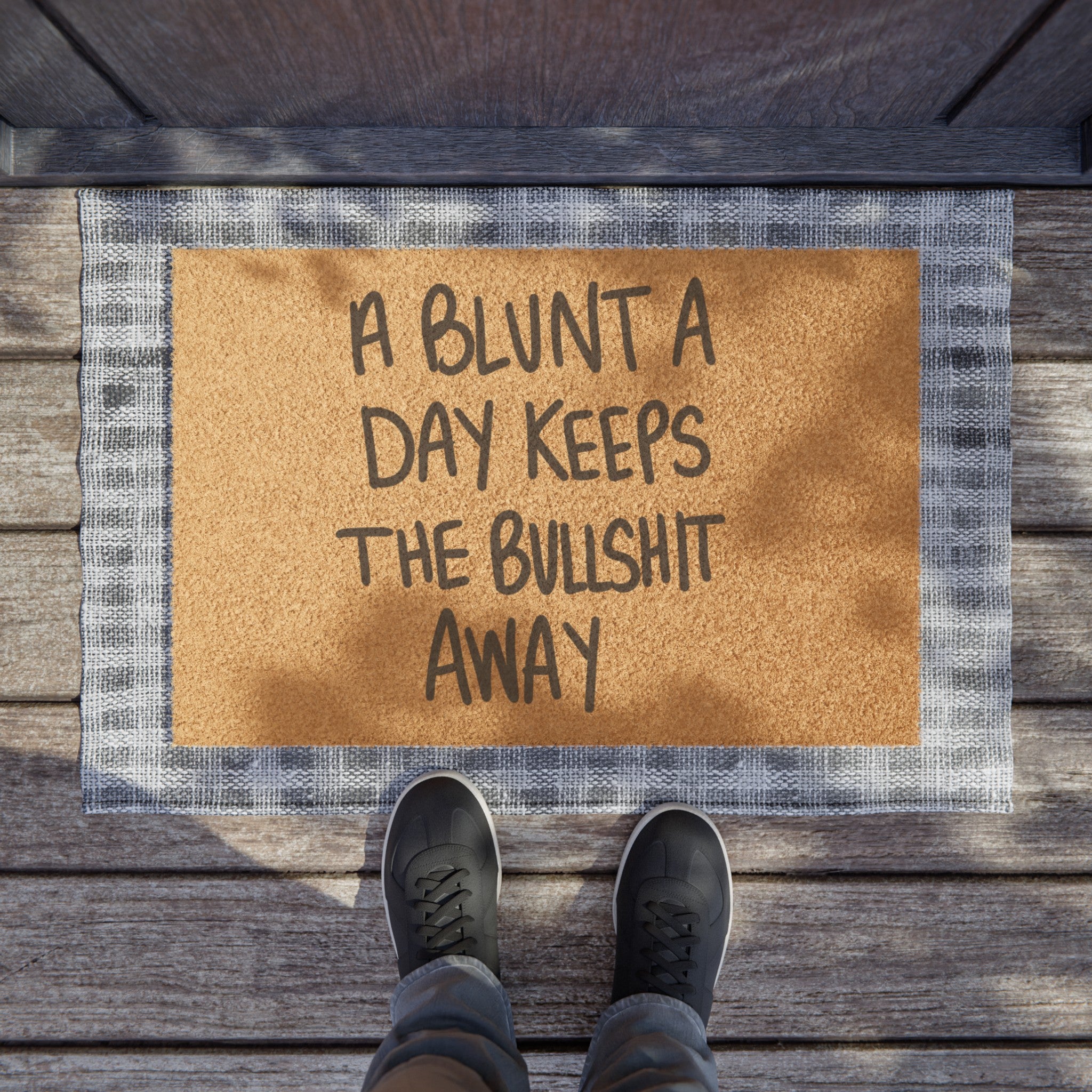 Positive Vibes Only: 'Blunt a Day' Family-Friendly Doormat