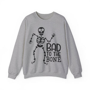 Spooky Season Vibes: 'Bad to the Bone' Halloween Crewneck Sweatshirt