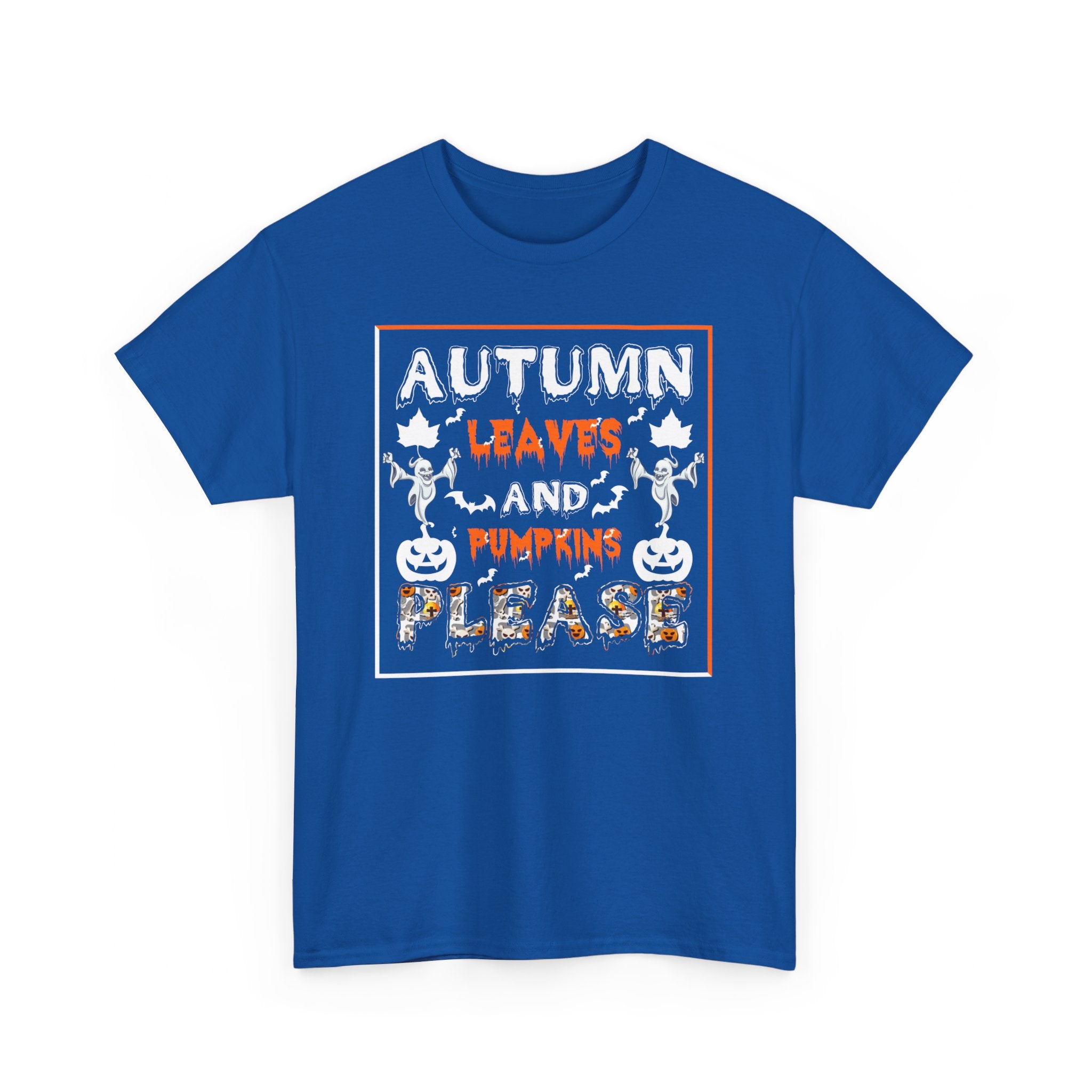 Autumn Leaves and Pumpkins Please T-Shirt - Fall Harvest Tee