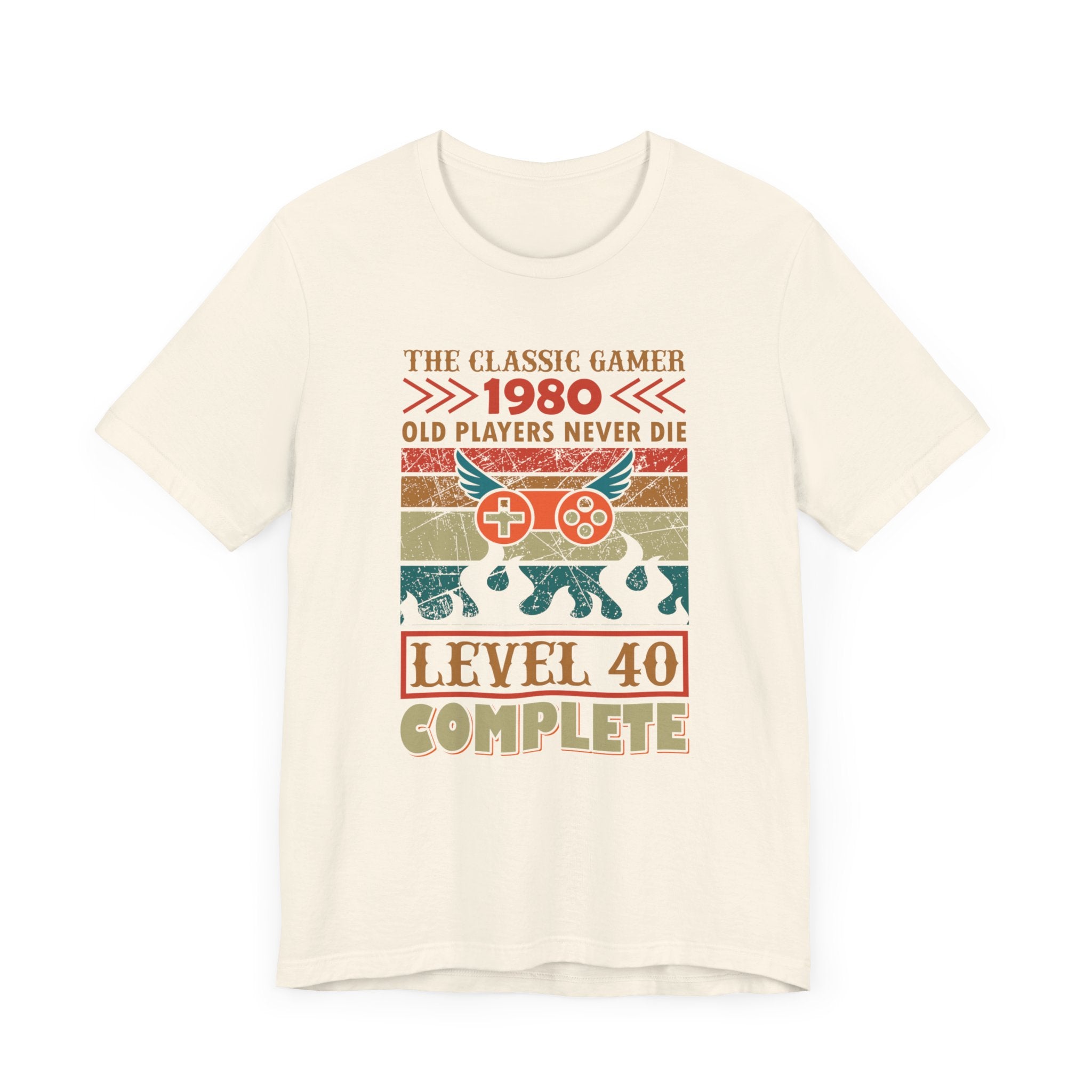 The Classic Gamer 1980 Level 40 Complete T-shirt, Gaming Tshirt, Game Shirt, Unisex Shirt, Crewneck Shirt, Short Sleeve Tee, Gift for Him