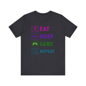 Eat Sleep Game Repeat T-shirt, Gaming Tshirt, Eat Sleep Shirt, Unisex Shirt, Crewneck Shirt, Short Sleeve Tee, Gift for Him, Gift for Her