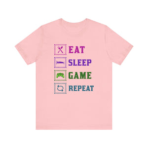 Eat Sleep Game Repeat T-shirt, Gaming Tshirt, Eat Sleep Shirt, Unisex Shirt, Crewneck Shirt, Short Sleeve Tee, Gift for Him, Gift for Her