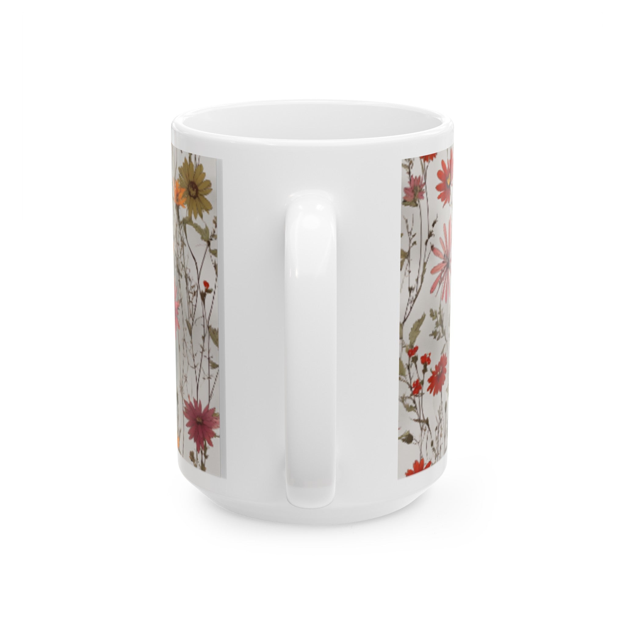 Artistic Wildflower Bloom Ceramic Mug - Unique Interpretation Design Drinkware, Available in 11oz & 15oz Sizes - Perfect Gift Idea