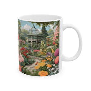 Botanical Garden Illustration Ceramic Mug - Home & Living Coffee Mugs with Botanical Art Print - 11oz/15oz Floral Design Kitchenware