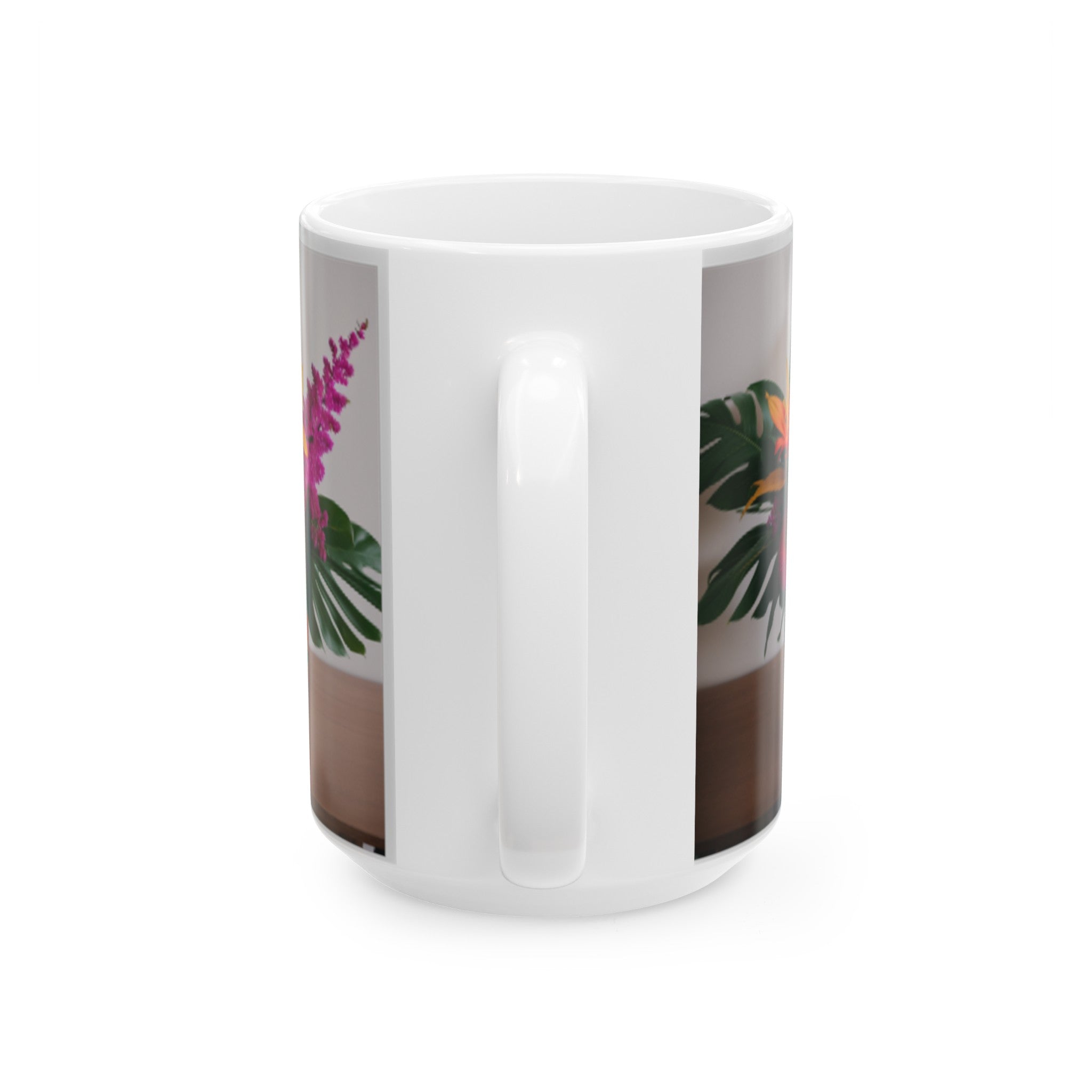 Tropical Floral Ceramic Mug - Vibrant Flowers Coffee Cup - Kitchen Decor - 11oz/15oz Sublimation White Base - Home & Living Gift