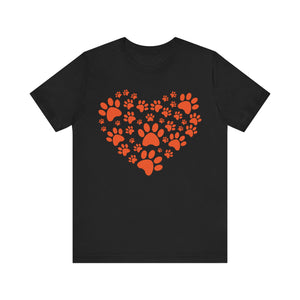 Cat Paw Red Heart T-shirt, Pet Tshirt, Animal Shirt, Cat Lovers Unisex Shirt, Crewneck Shirt, Short Sleeve Tee, Gift for Her